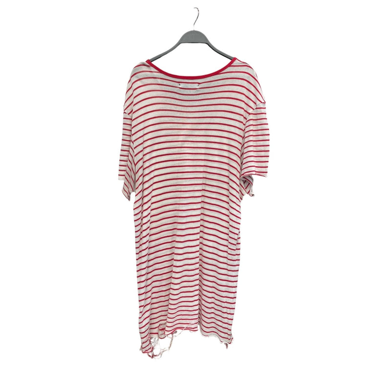 AMIRI/T-Shirt/XL/Cotton/WHT/Stripe/RED STRIPE TEE/DSTRESS BOTTOM
