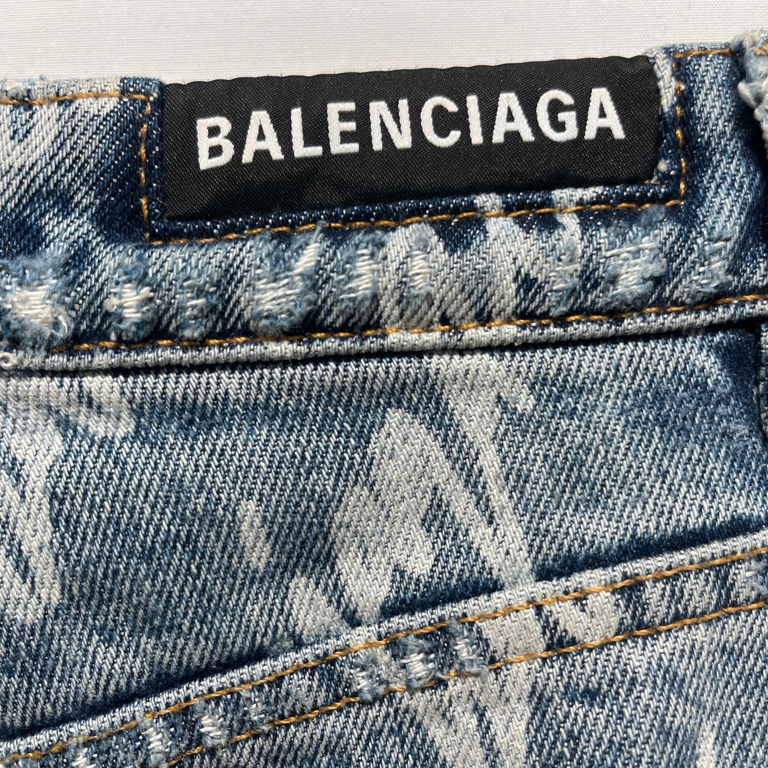 BALENCIAGA/Straight Pants/25/All Over Print/Denim/BLU/Monogram Print Denim view 4