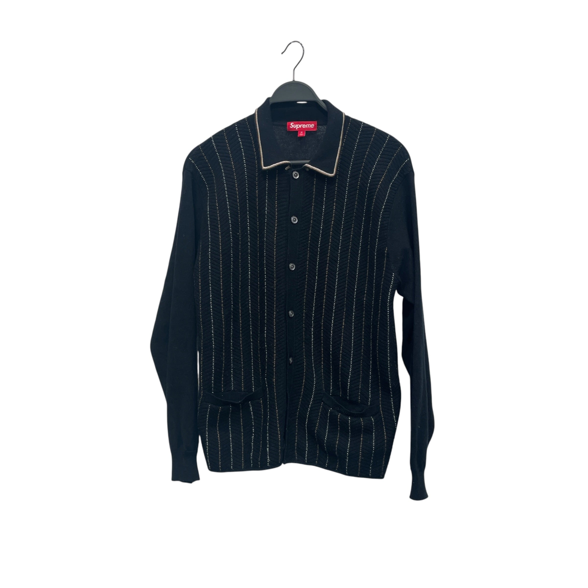 Supreme/Heavy Cardigan/M/Stripe/Wool/BLK/BRN WHT STRIPES view 1