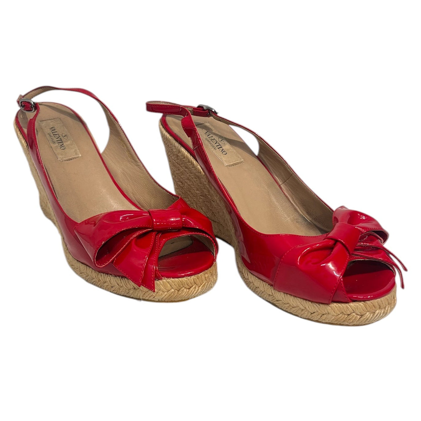 VALENTINO GARAVANI/Espadrilles/EU 40/Leather/RED/BOW TOE EXPOSED WEDGE view 1