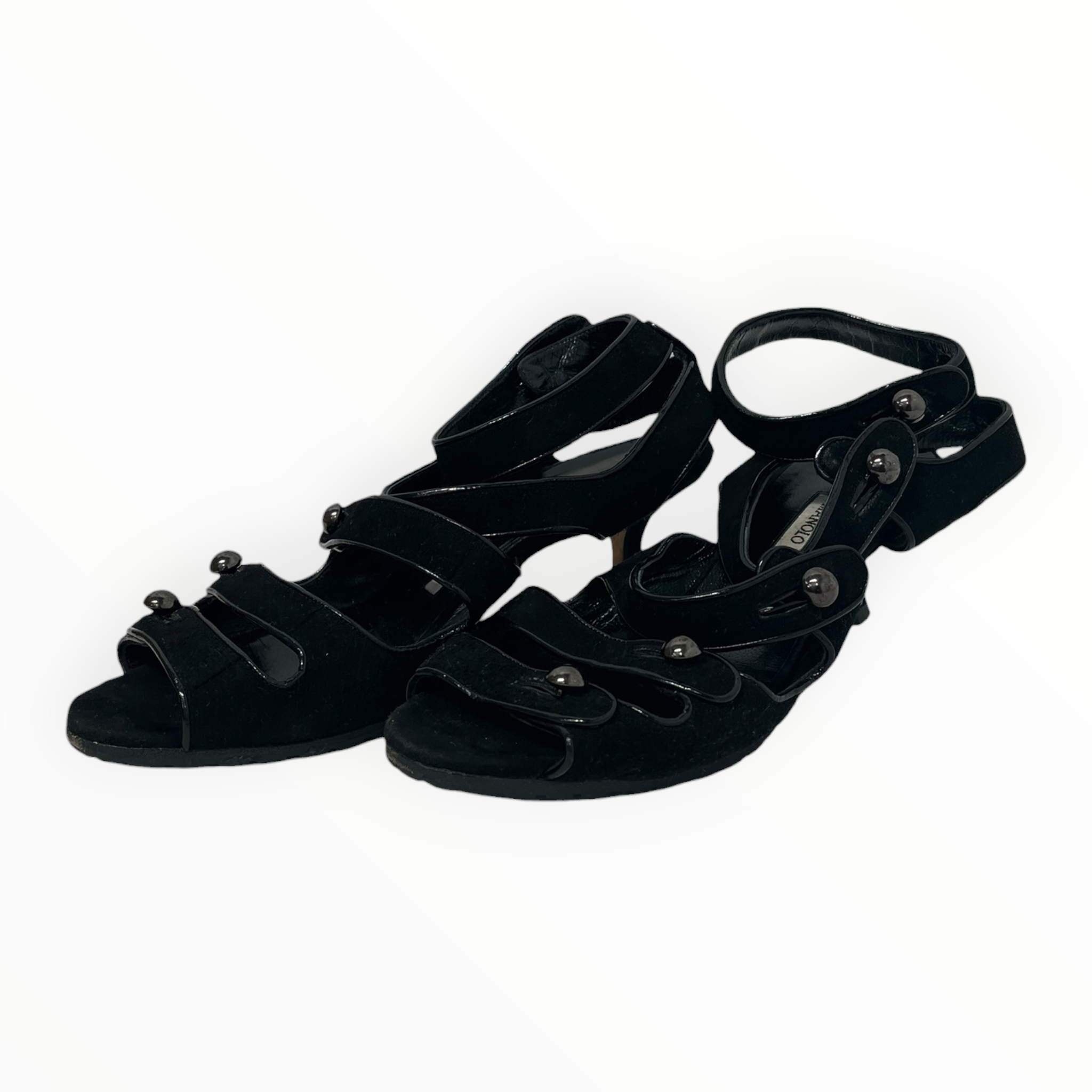 MANOLO BLAHNIK/Heels/EU 36/Suede/BLK/HOOK STRAP MINI HEEL view 1