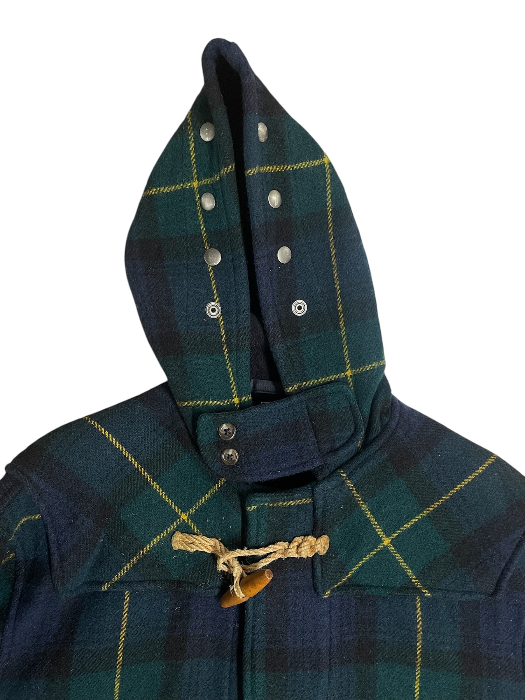 POLO RALPH LAUREN/Trench Coat/S/Wool/GRN/Maxi Length/Plaid/DUFFLE COAT view 3