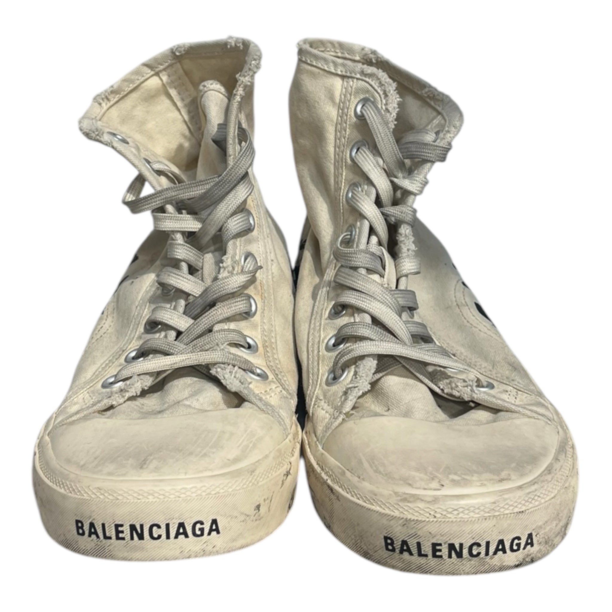 BALENCIAGA/Hi-Sneakers/EU 42/Cotton/WHT/PARIS DESTROYED BLACK GRAFFITI view 2