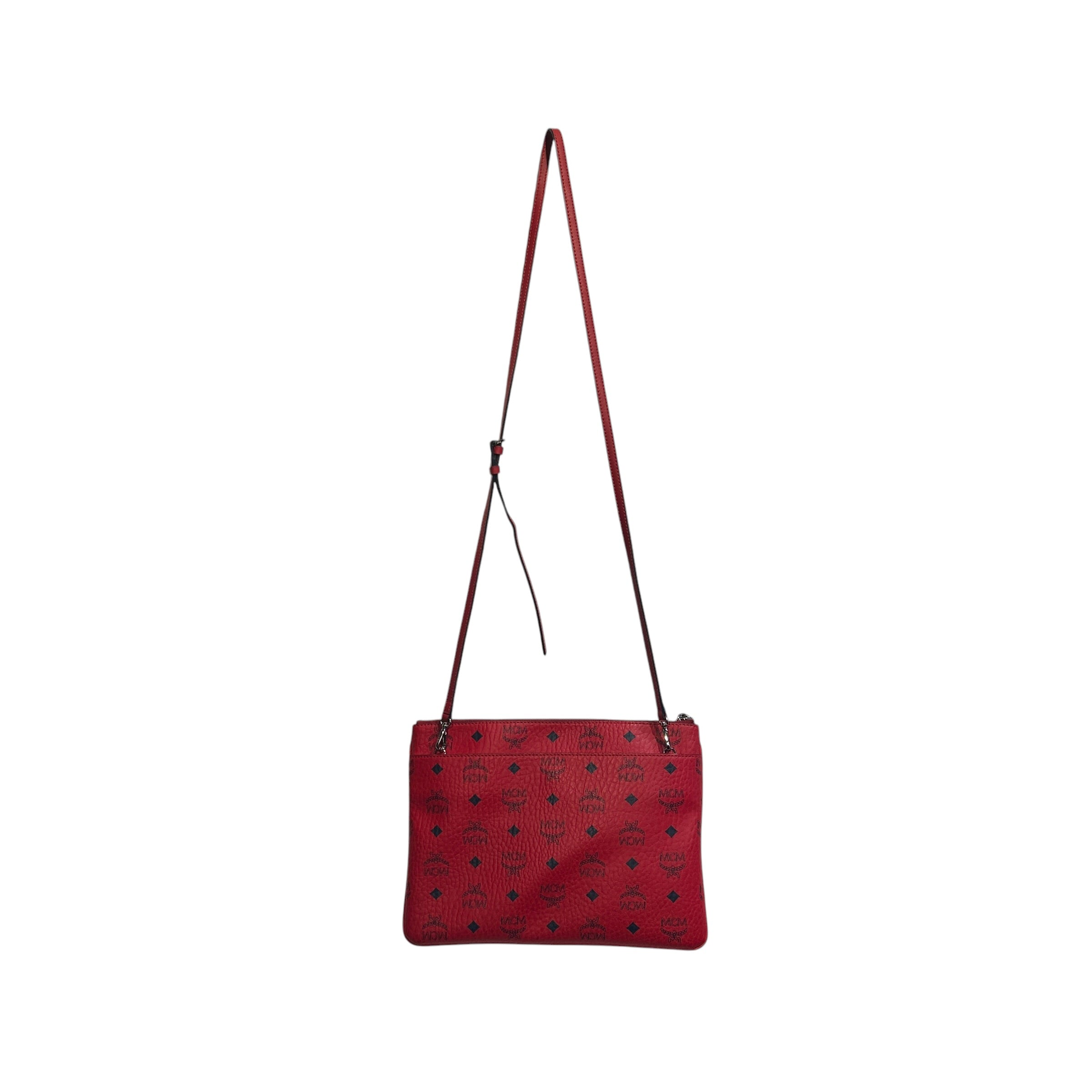 MCM/Cross Body Bag/Monogram/Leather/RED/viestos pouch crossbody view 1