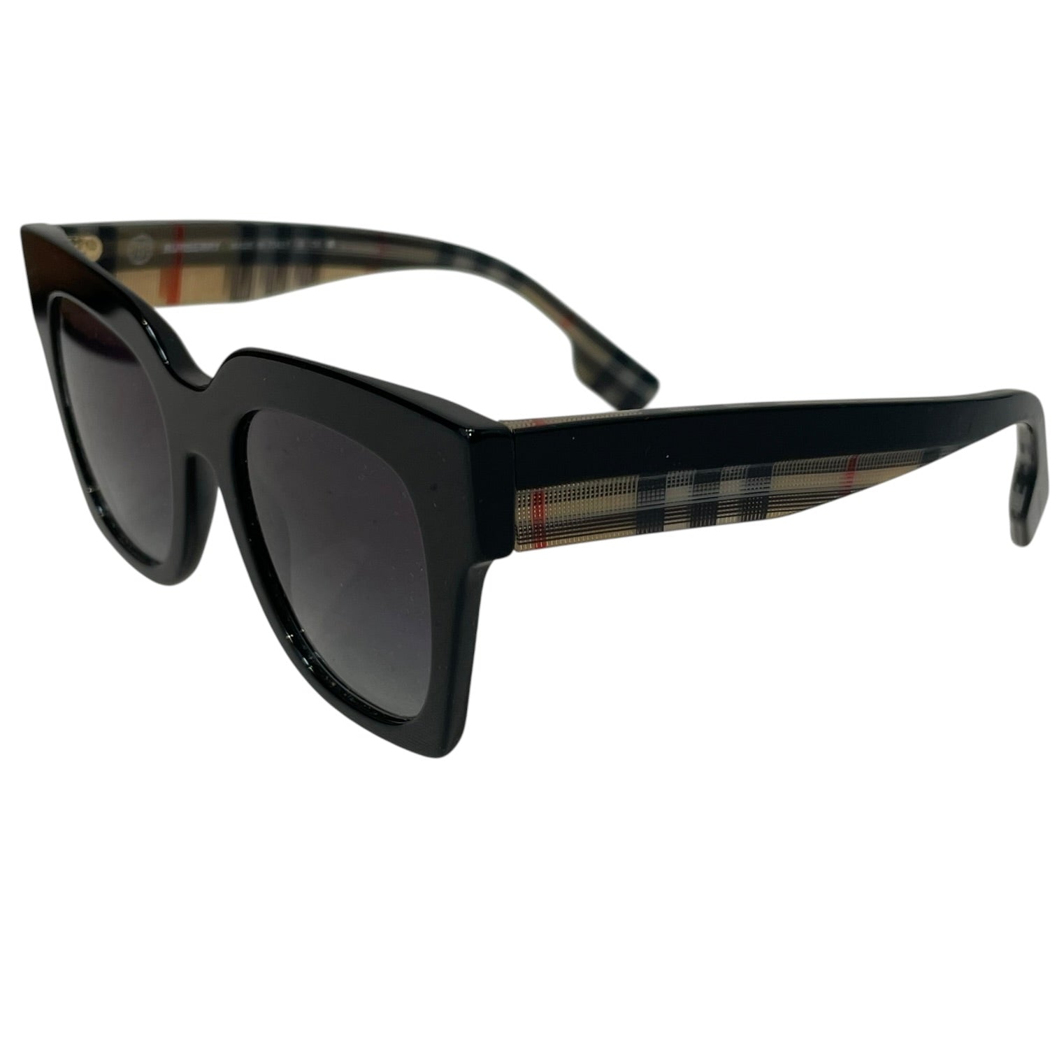 BURBERRY LONDON/Sunglasses/Glen Check/Plastic/BLK/L's/kitty view 2