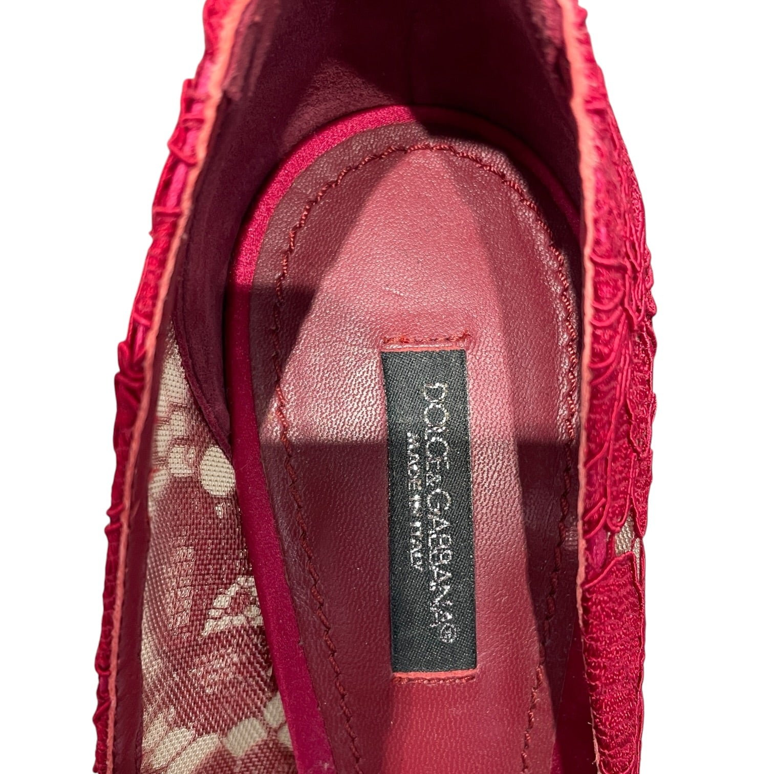 DOLCE&GABBANA/Heels/EU 37.5/RED/pump in taormina laced crystal view 3