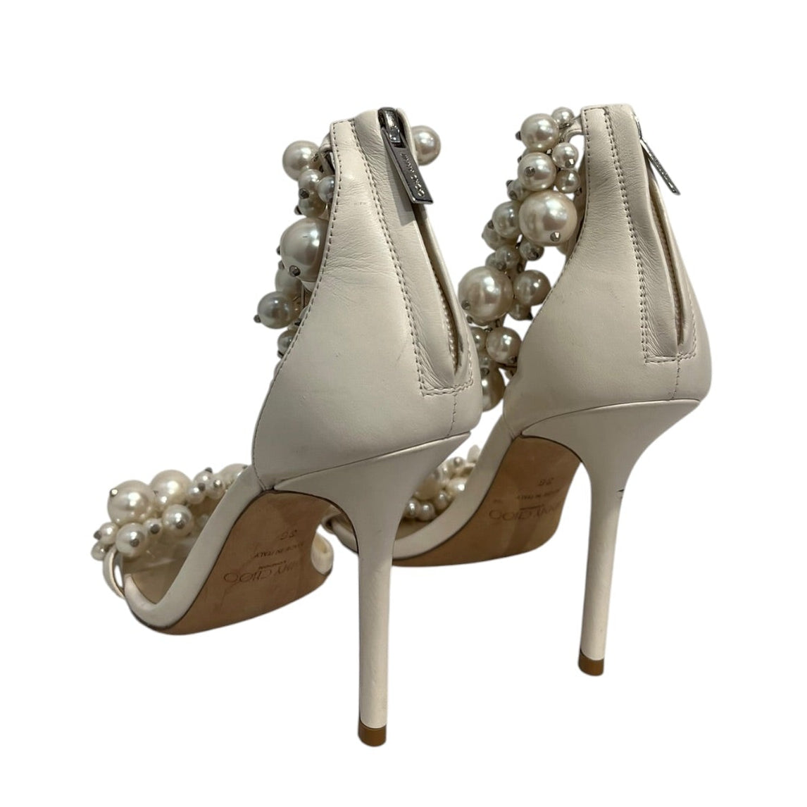 JIMMY CHOO/Heels/EU 36/Leather/WHT/Ankle Strap/PEARL EMBELLISH view 2