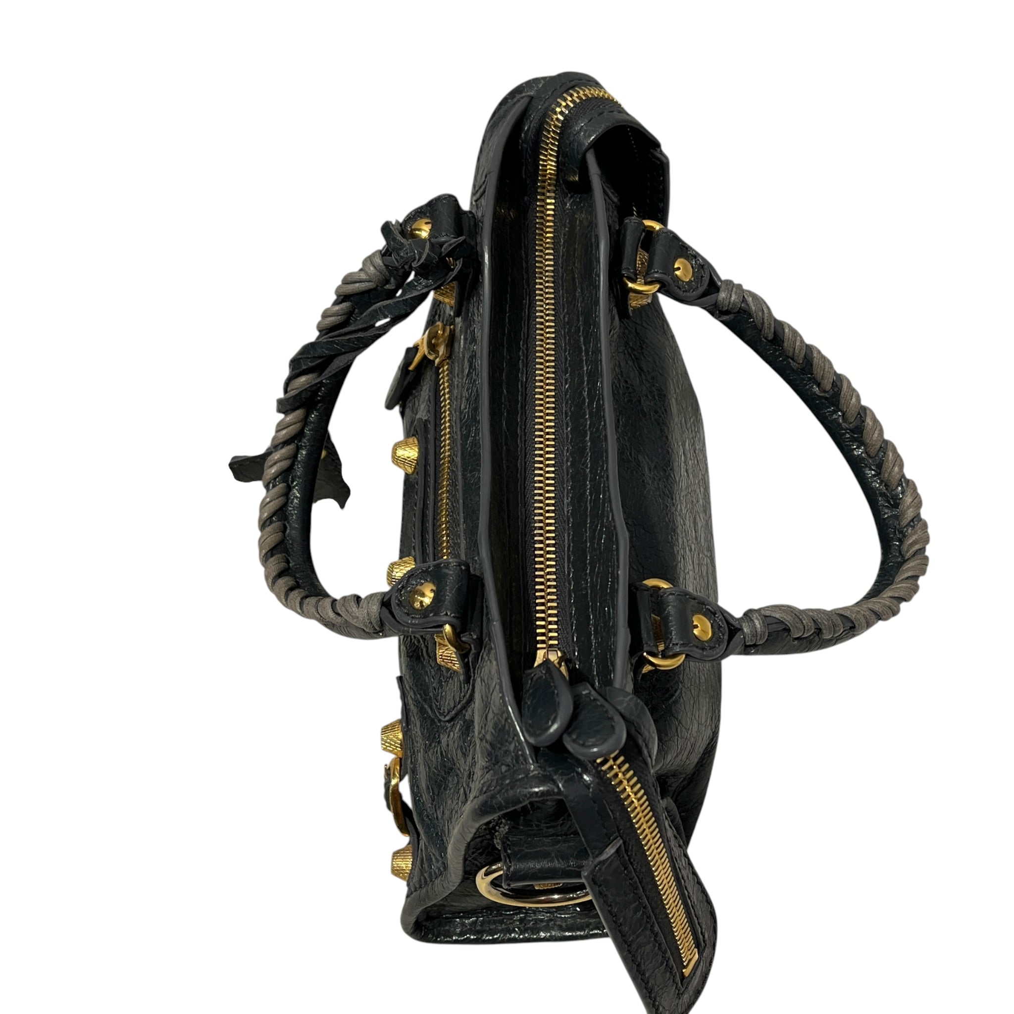 BALENCIAGA/Cross Body Bag/Leather/GRY/Dark Gray Agneau Mini City Bag view 8