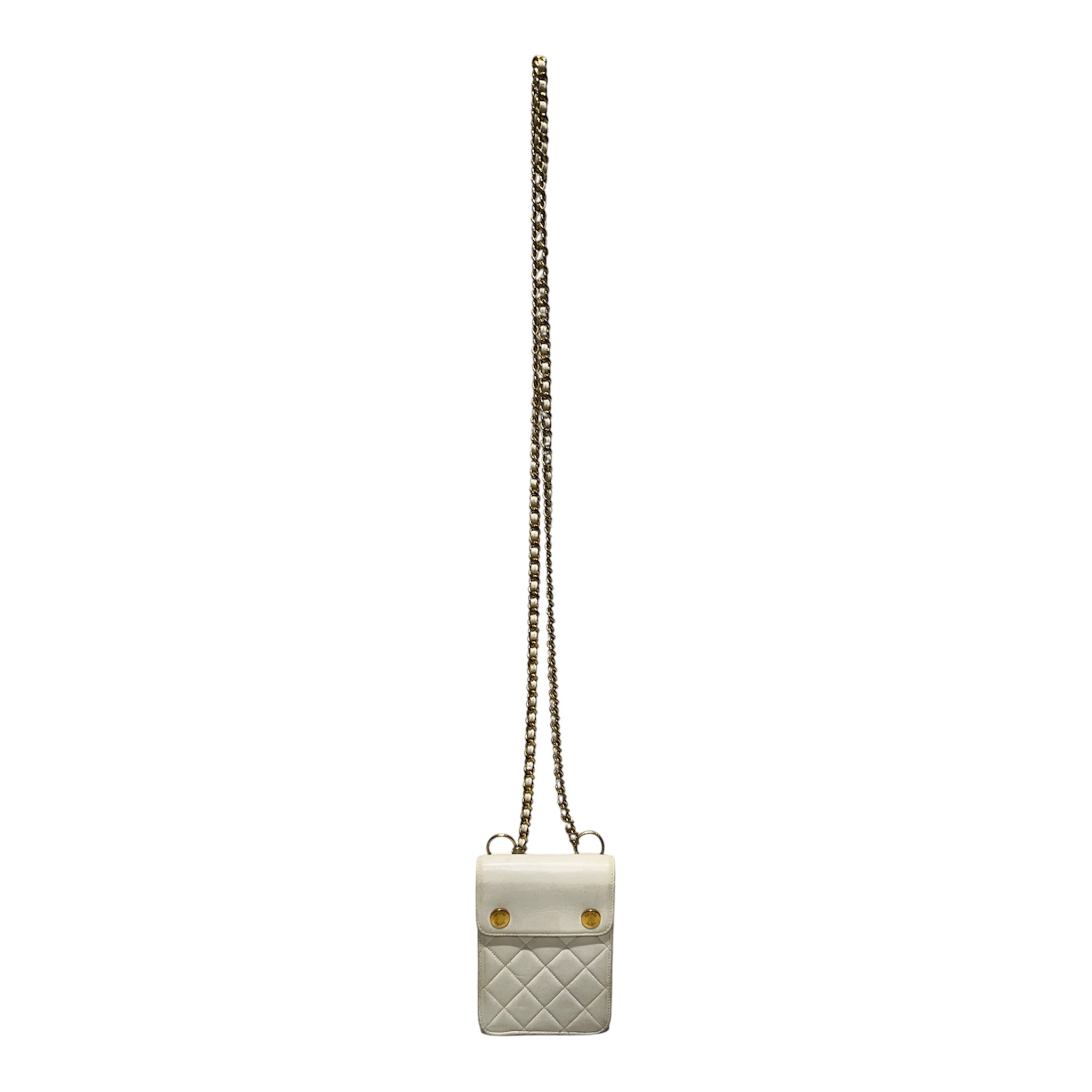 CHANEL/Cross Body Bag/WHT/QUILTED POUCH GOLD CHAIN view 1
