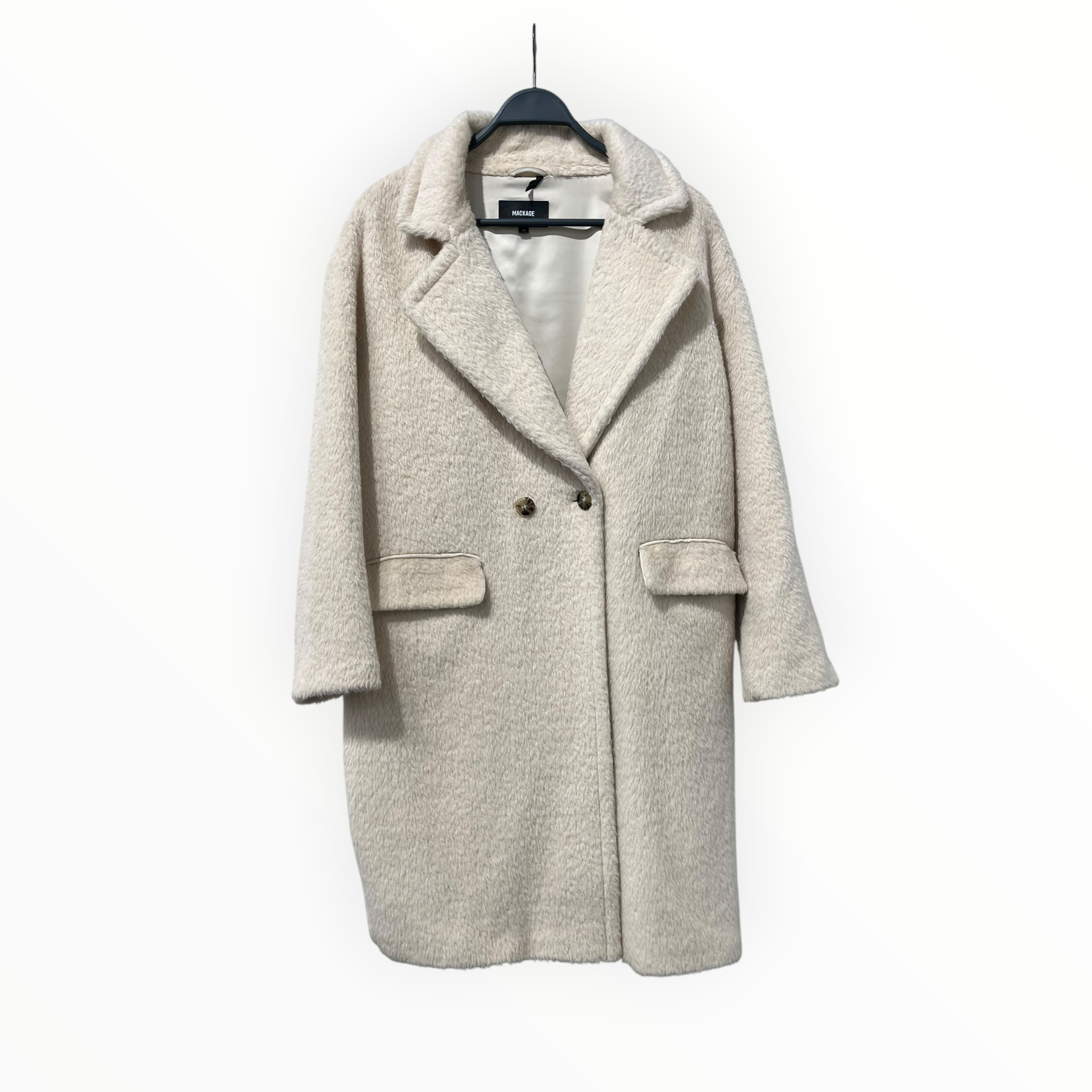 MACKAGE/Trench Coat/L/Wool/CRM/Double Breasted/2 BUTTON FUZZY TRENCH view 1