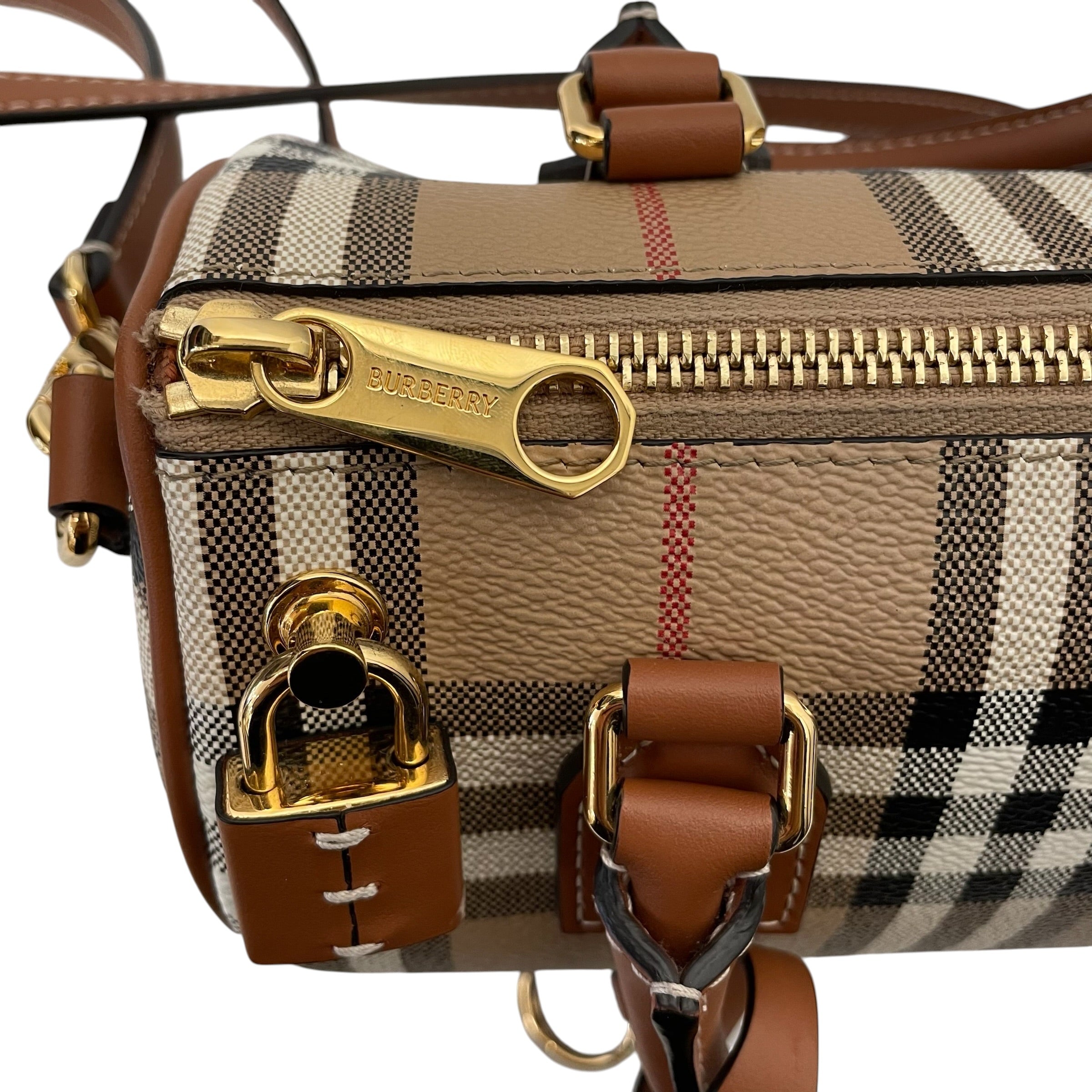 BURBERRY/Cross Body Bag/Plaid/Leather/CRM/MINI BOWLER BAG view 4