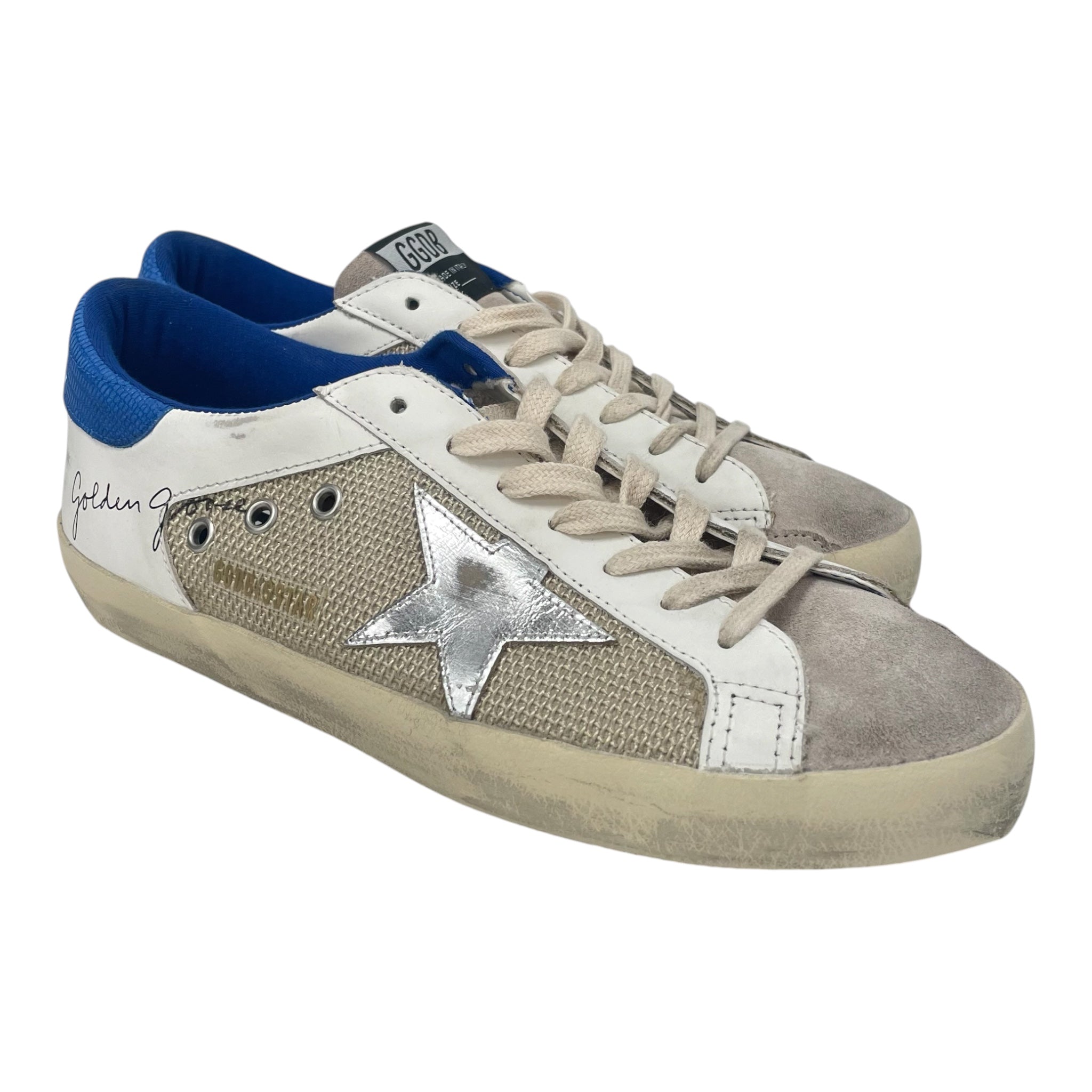GOLDEN GOOSE/Hi-Sneakers/US 9/Cotton/WHT/\BLUE ANNKLE SILVER STAR view 1