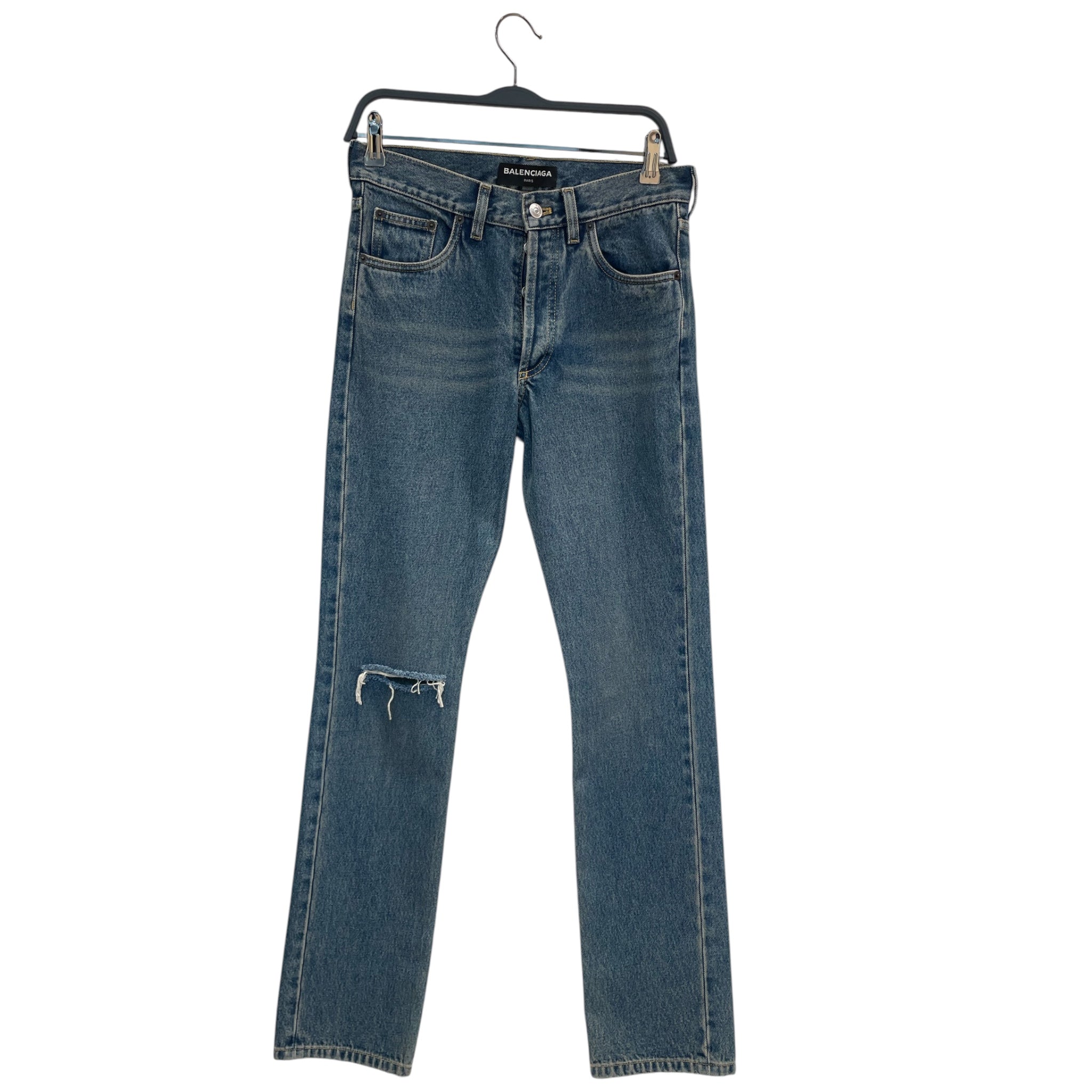 BALENCIAGA/Pants/29/Denim/IDG/wripped shins/sil jean button view 1