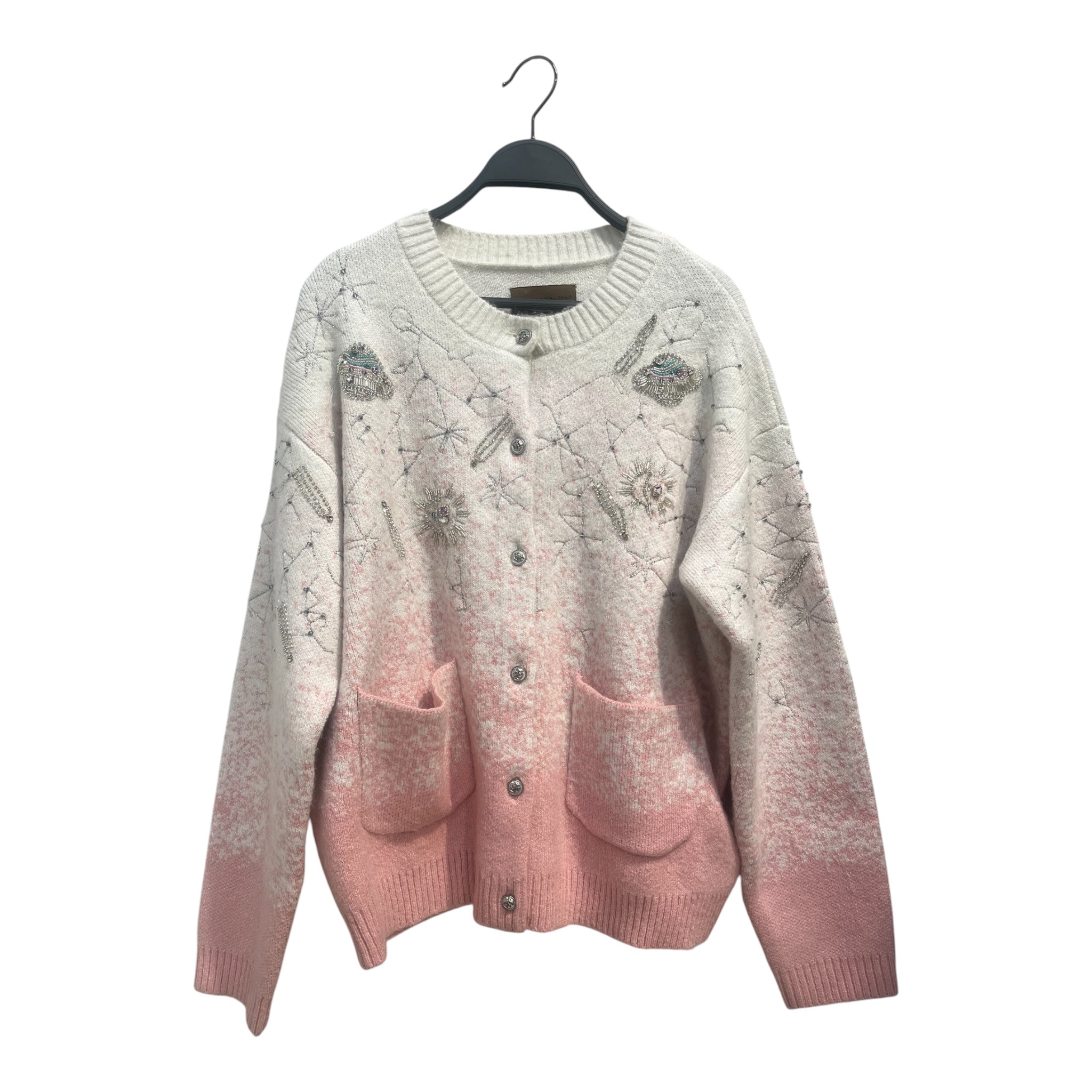 Birth Of Royal Child/Heavy Cardigan/L/Acrylic/PNK/EMBROIDERED-BEADED SATURNS view 1
