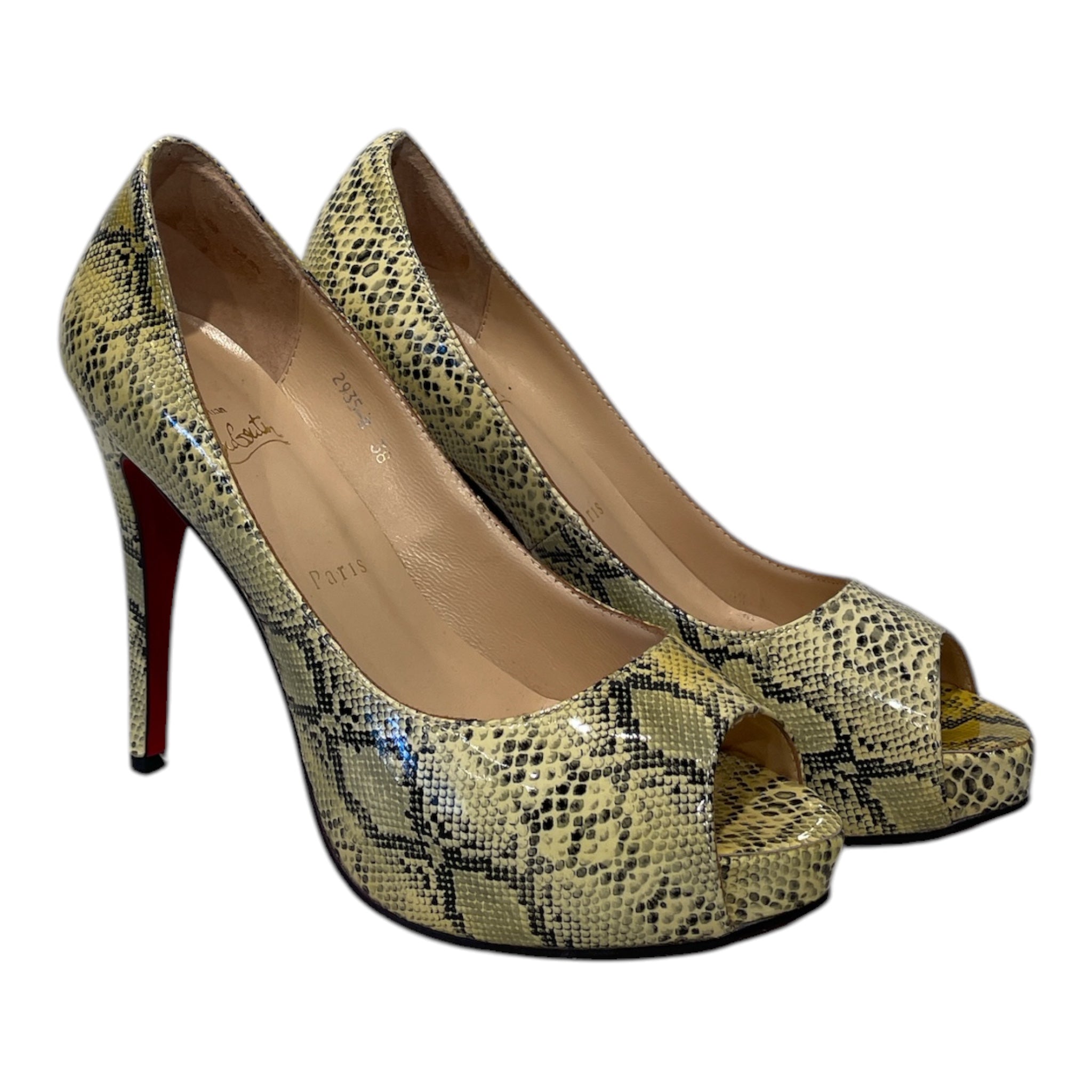 Christian Louboutin/Heels/EU 38/Animal Pattern/YEL/PYTHON ROCCIA MISS Z PUMPS view 1