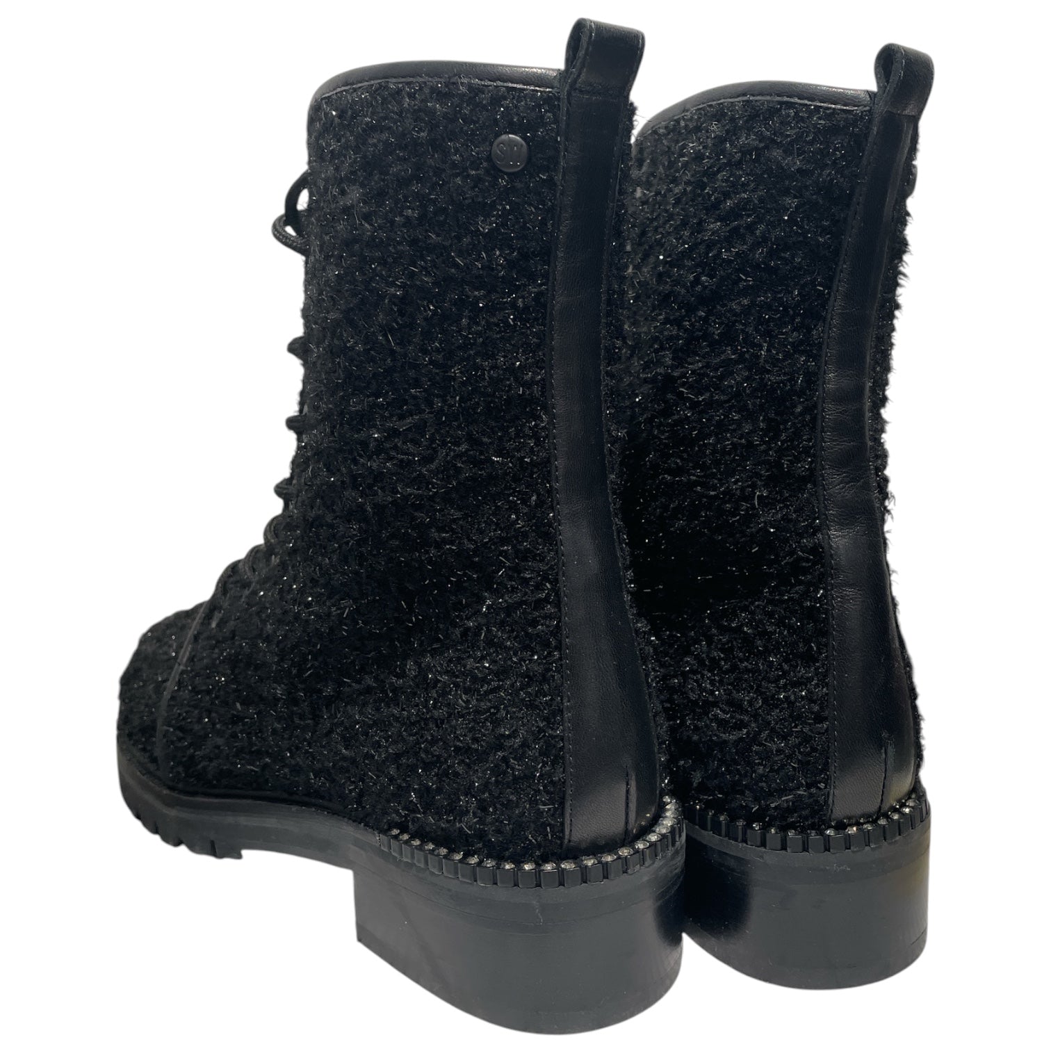 STUART WEITZMAN/Biker Boots/US 6.5/Leather/BLK/Sparkle Combat Boots view 2