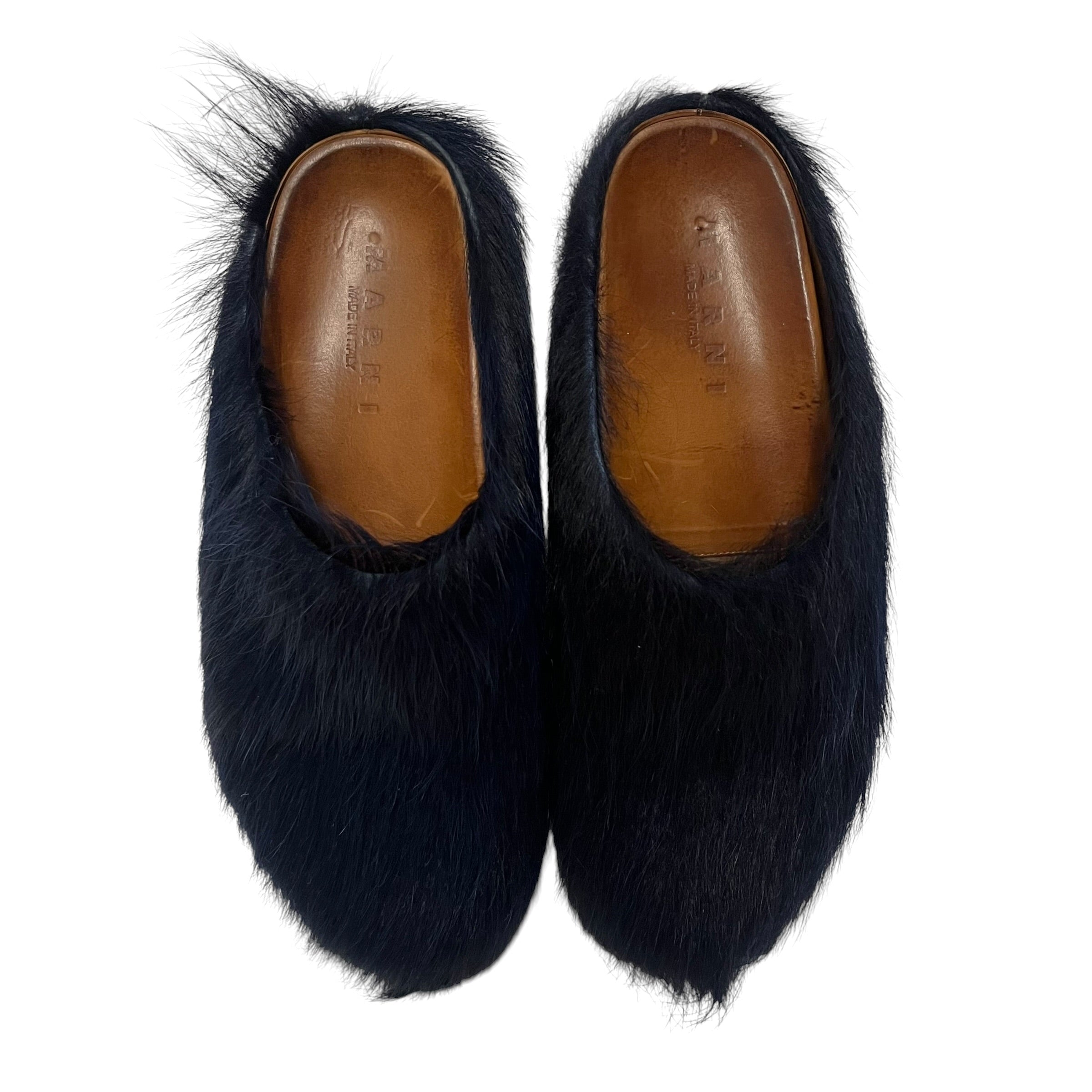 MARNI/Shoes/US 9/Fur/NVY/fur slides view 3