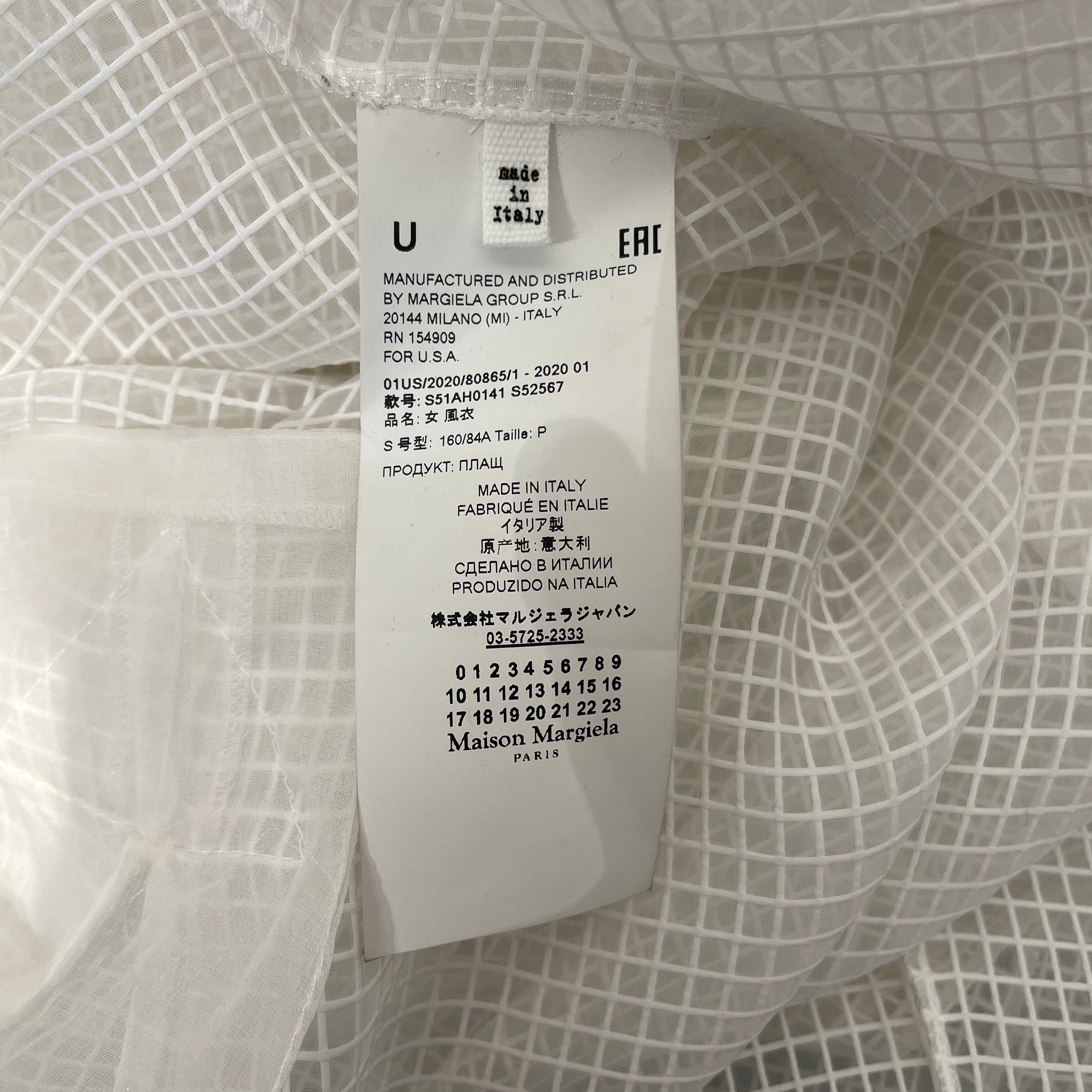 Maison Margiela/Trench Coat/S/Stripe/Polyester/WHT/SHEER WINDOWPANE view 4