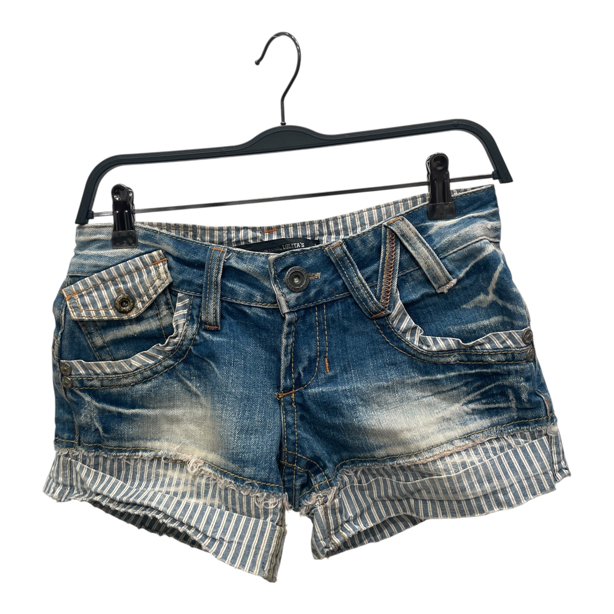 LOLITA JEANS/Shorts/S/Cotton/IDG/STRIPED DETAILING view 1