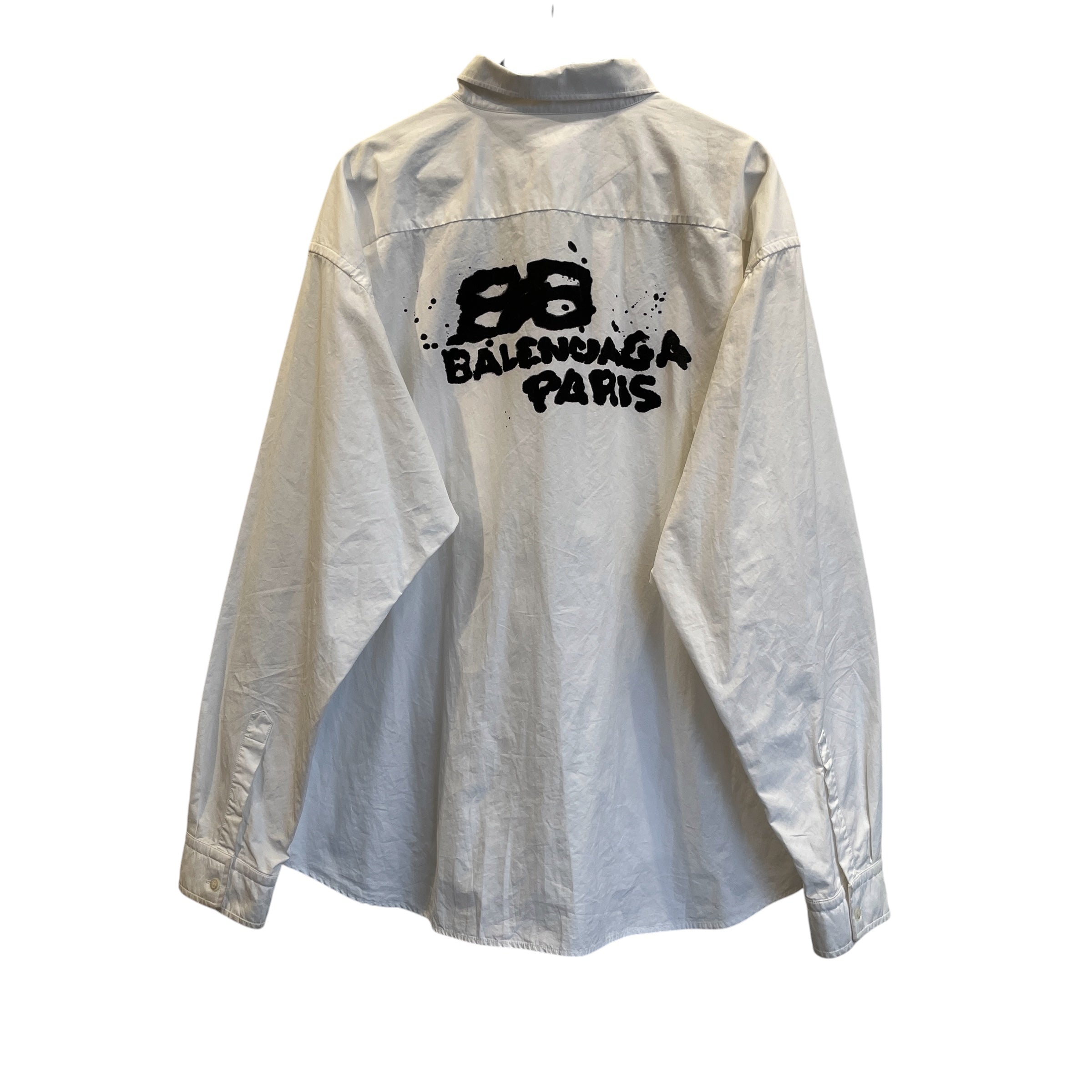 BALENCIAGA/LS Shirt/43/Cotton/WHT/Graphic/ view 2