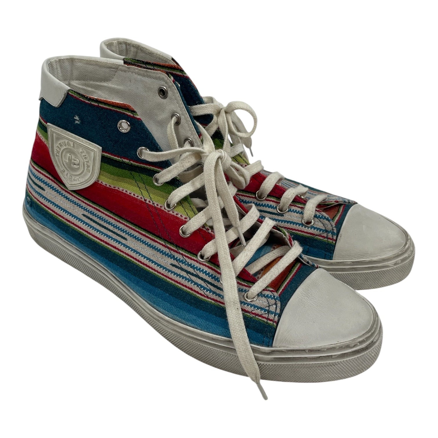 SAINT LAURENT/Hi-Sneakers/EU 42/Stripe/BLU/LEATHER TOE/RAINBOW STRIPES view 1