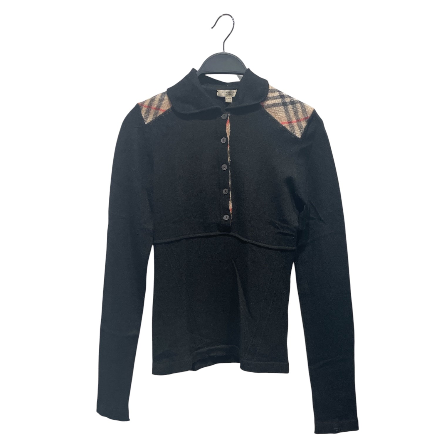 BURBERRY LONDON/Cardigan/S/Cashmere/BLK/Vintage Check Shoulders view 1