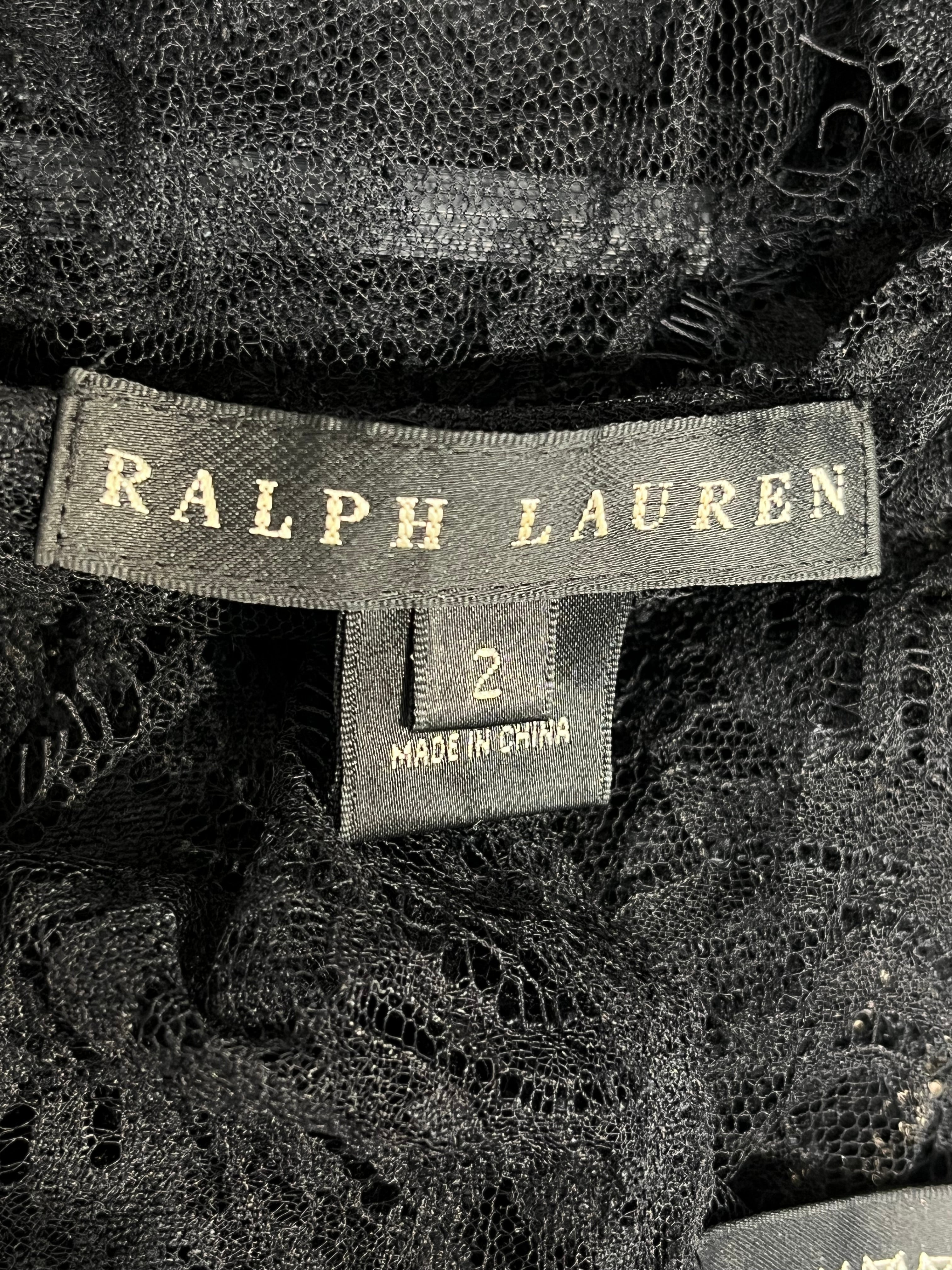 RALPH LAUREN BLACK LABEL/SL Blouse/2/Silk/BLK/floral mesh view 3