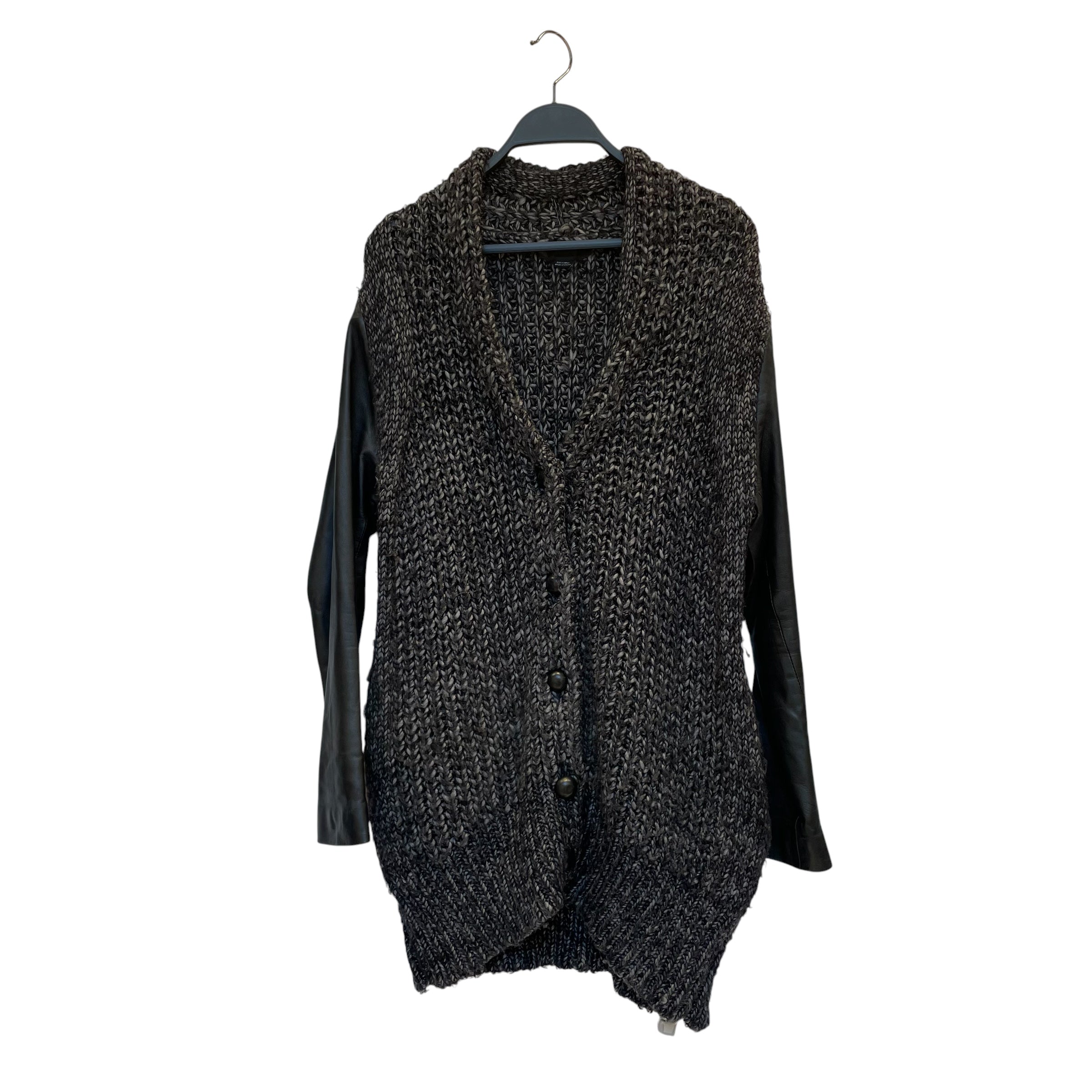 Alexander Wang/Sweater/XS/Wool/GRY/TWILL SWEATER W/ LEATHER SLVS view 1