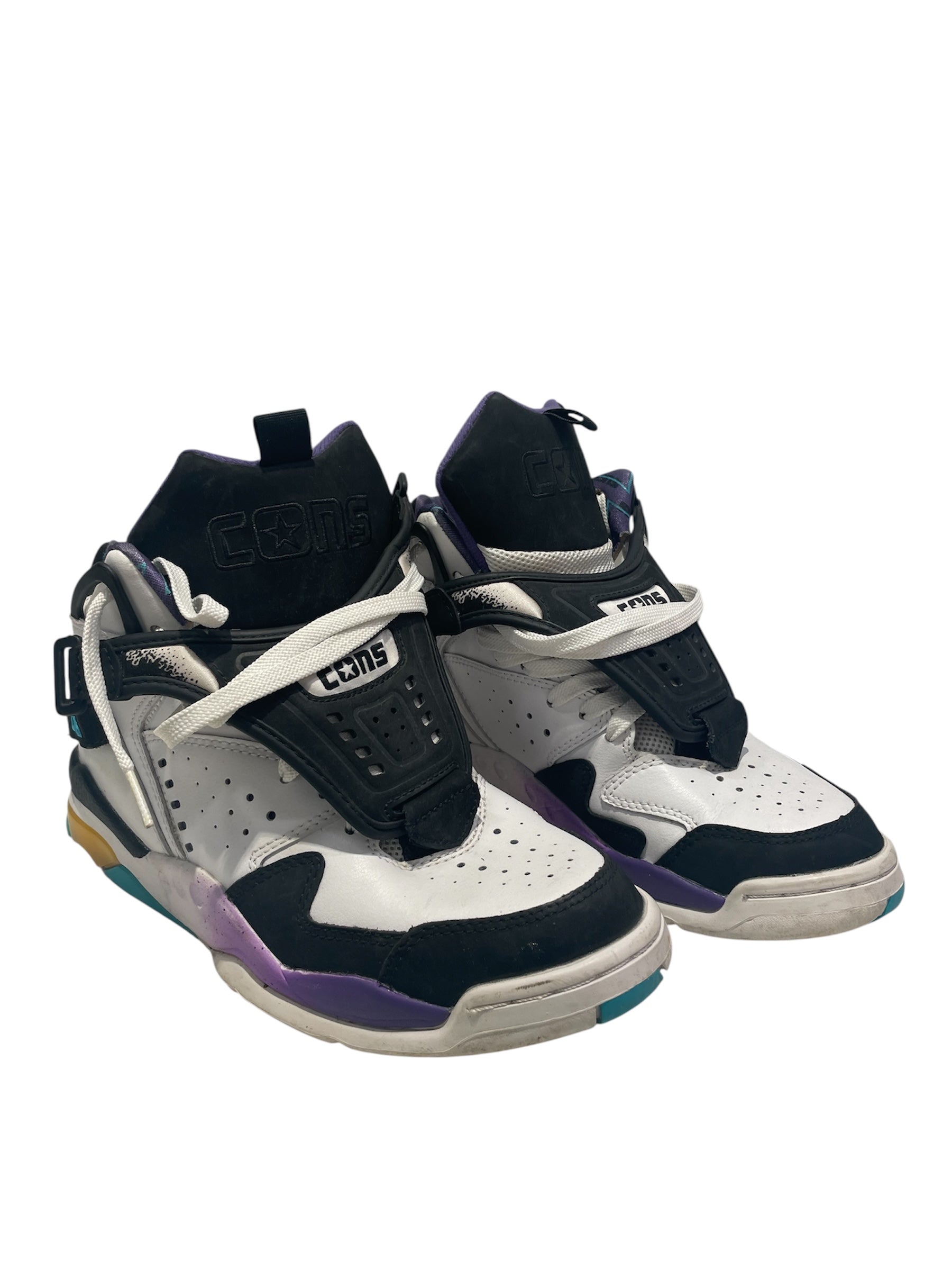 CONVERSE/Hi-Sneakers/US 9.5/Leather/WHT/YLW/PUR/BLU/AEROJAM view 1
