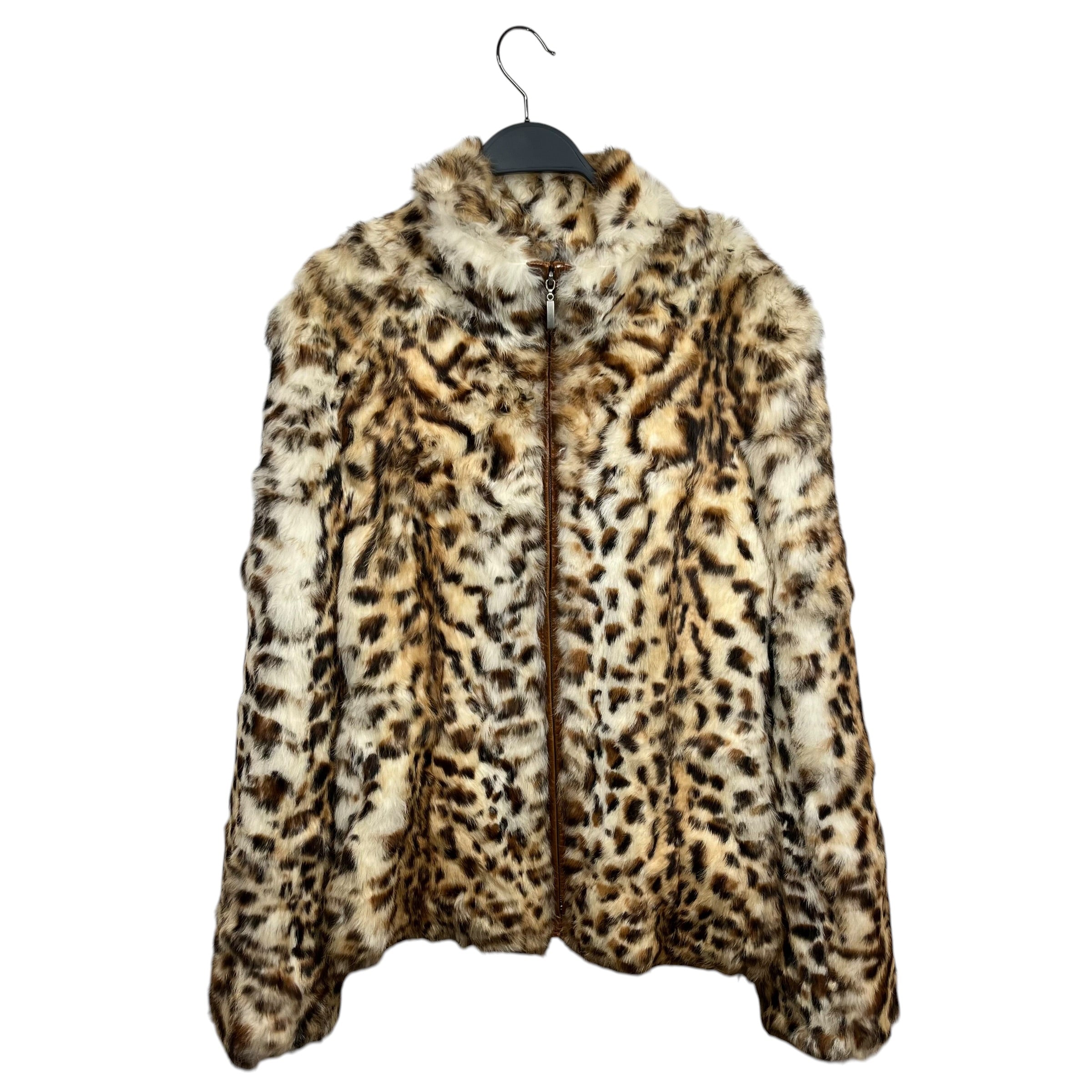 Vintage/Jacket/S/Animal Pattern/Fur/BEG/LEATHER TRIM/FULL ZIP view 1