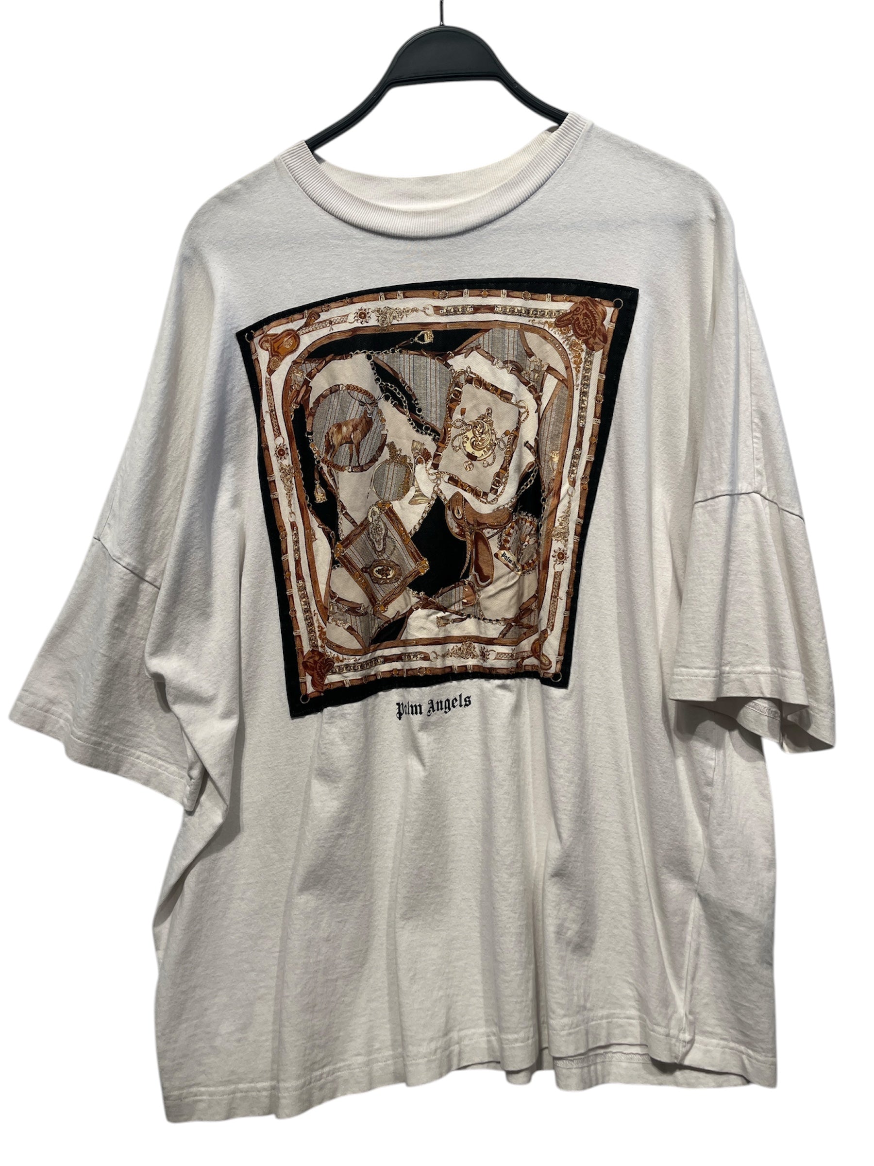 Palm Angels/T-Shirt/XL/Cotton/WHT/SQUARE BROWN DEER & SADDLE view 1