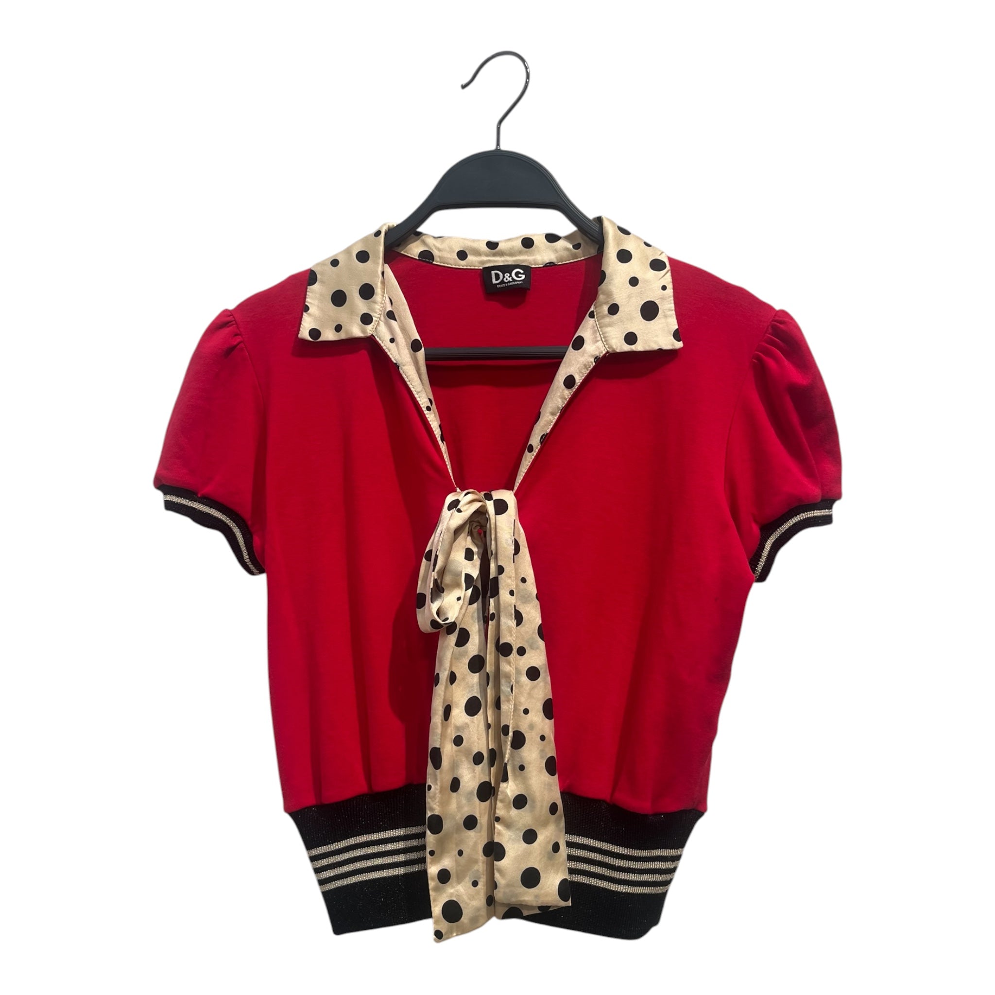 D&G/SS Blouse/XS/Cotton/RED/poka dot neck view 1