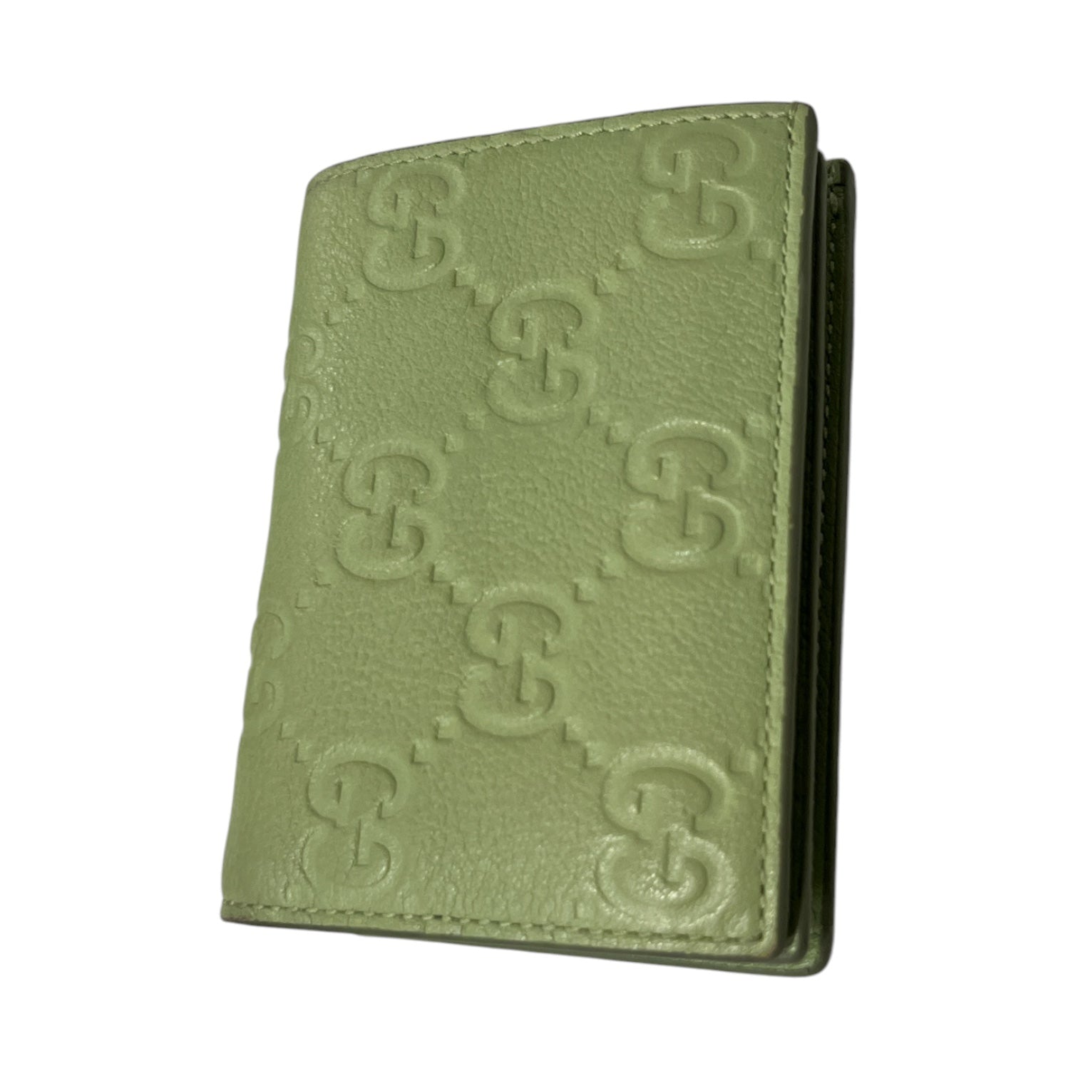 GUCCI/Trifold Wallet/Leather/GRN/guccisima mint green view 1