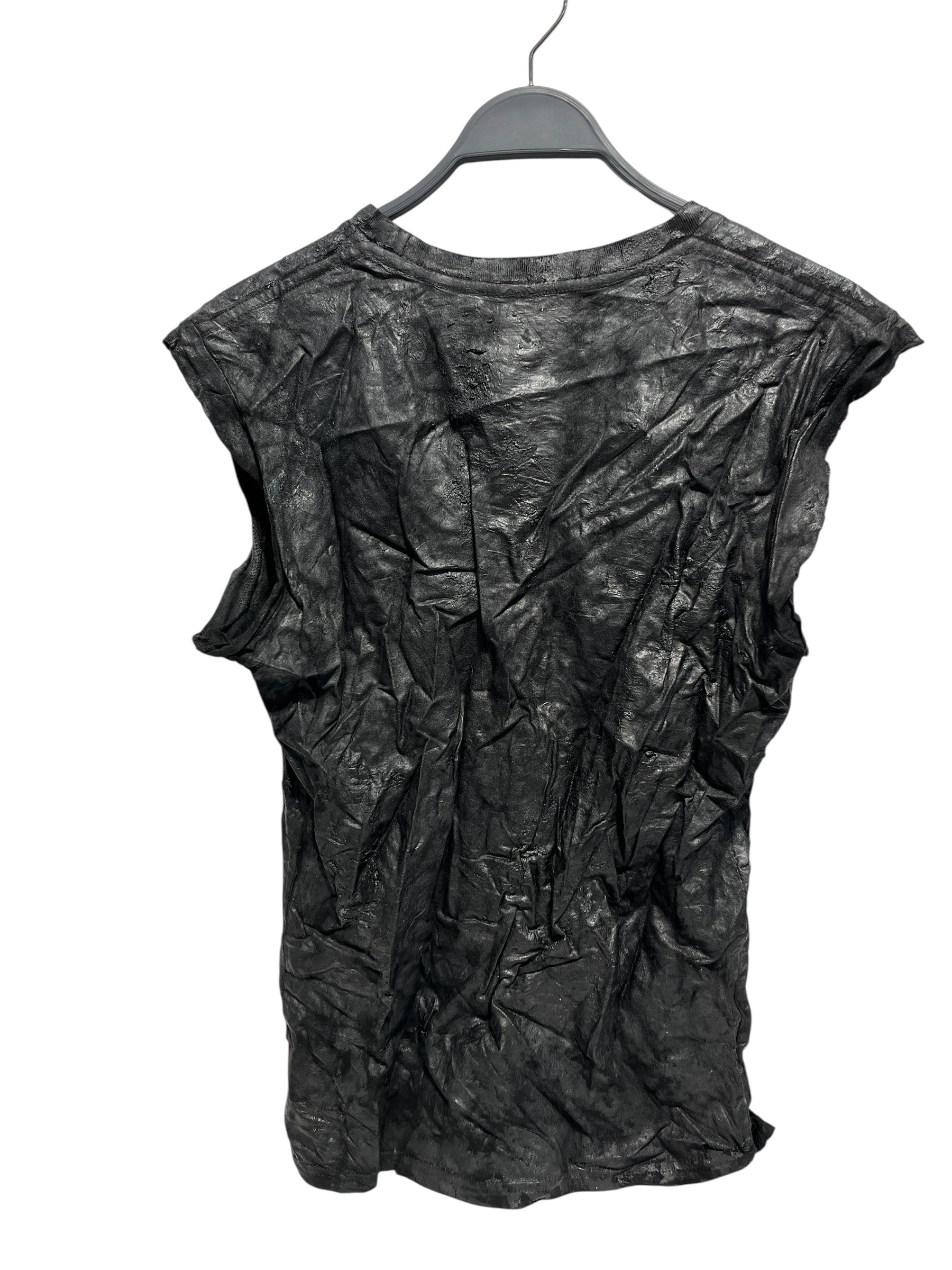 HUBANE/Cut & Sew/BLK/DEEP V GLOSSY TOP view 2