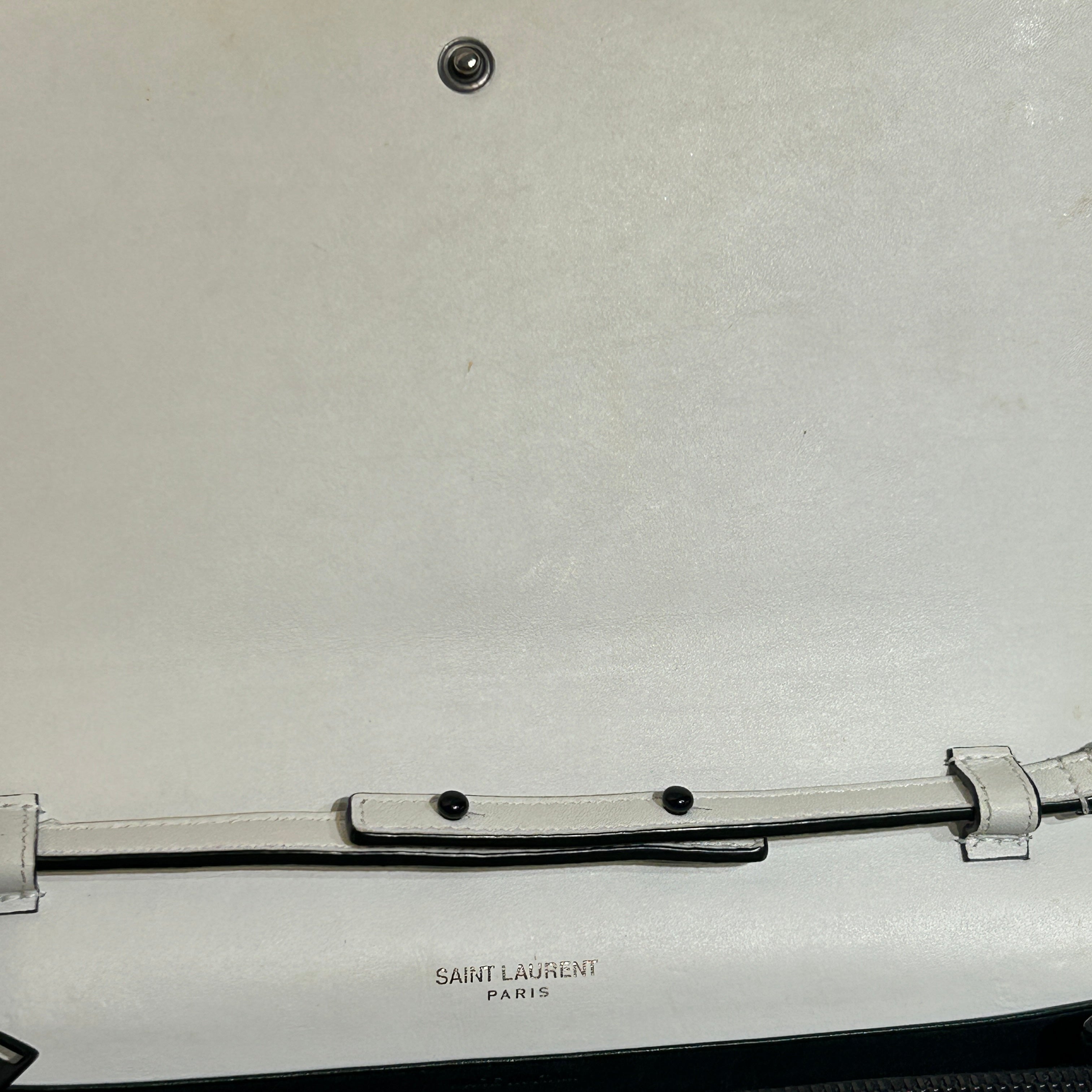 YVES SAINT LAURENT/Cross Body Bag/All Over Print/Leather/WHT/Square Dot Print Black Chain view 5