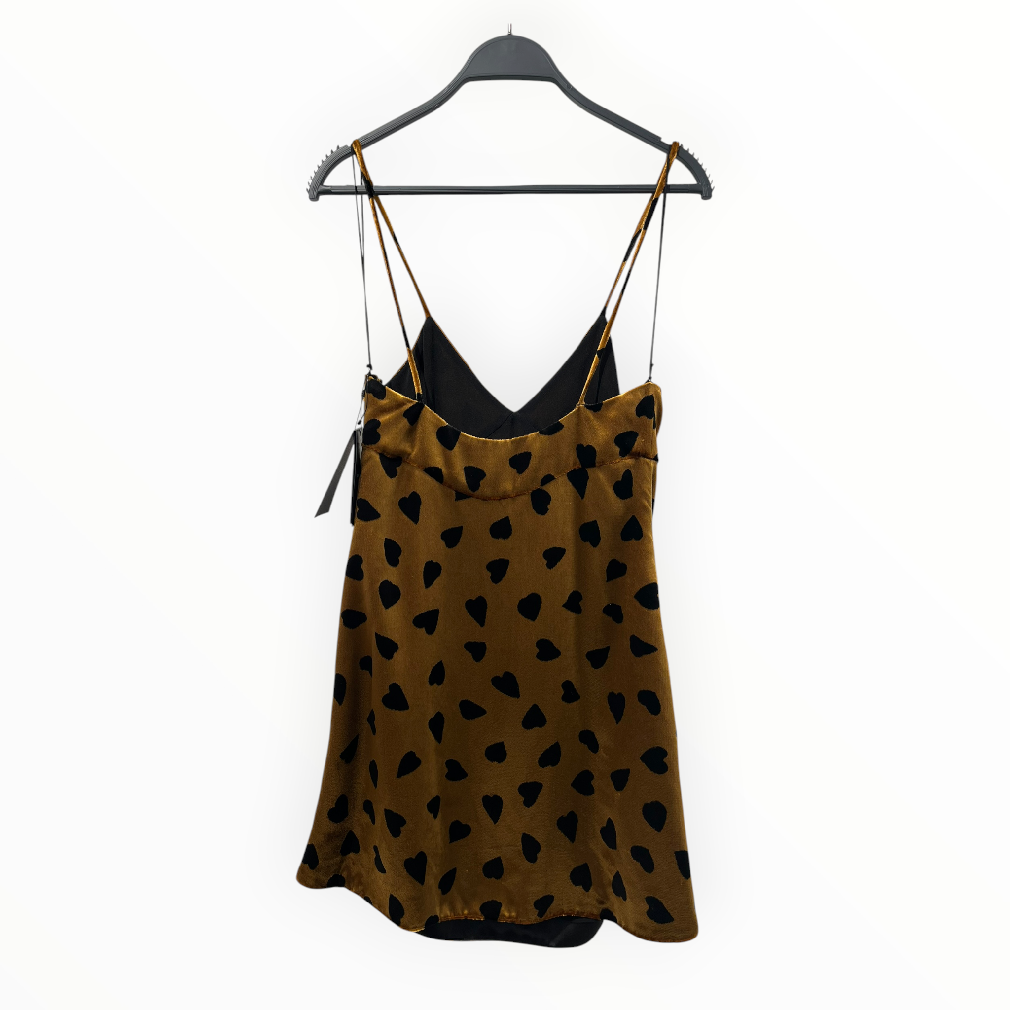 YVES SAINT LAURENT/Camisole Dress/36/All Over Print/Velour/GLD/Mini Length/BLK HEART PRINT view 2