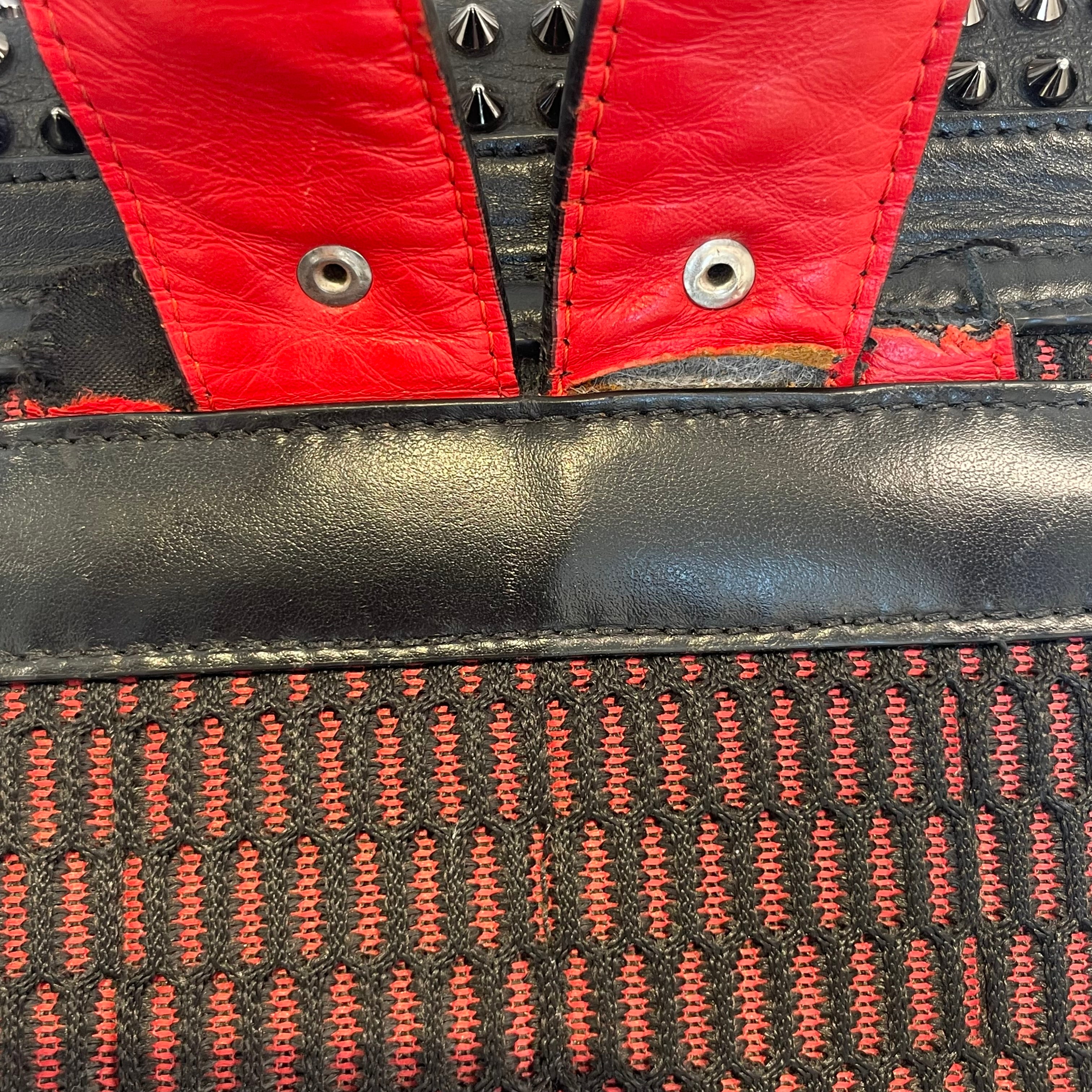 Christian Louboutin/Backpack/Leather/Black/red interior/spiked studded view 14