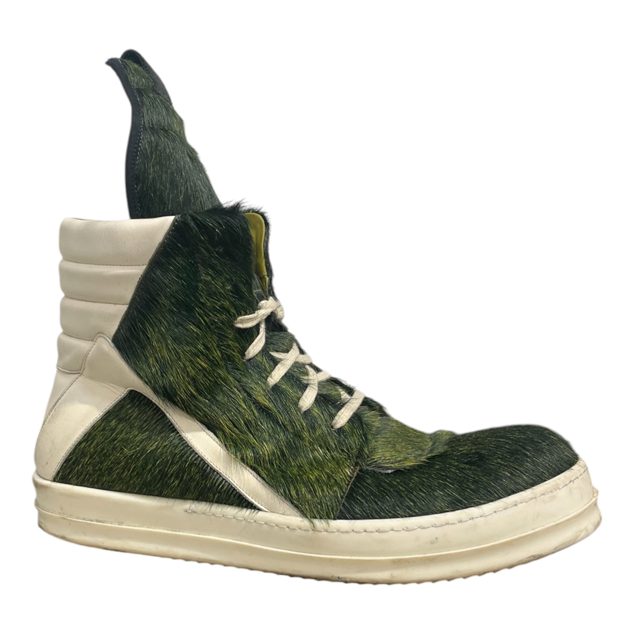 Rick Owens/Hi-Sneakers/EU 48/GRN/GREEN PONY HAIR GEOBASKET view 4