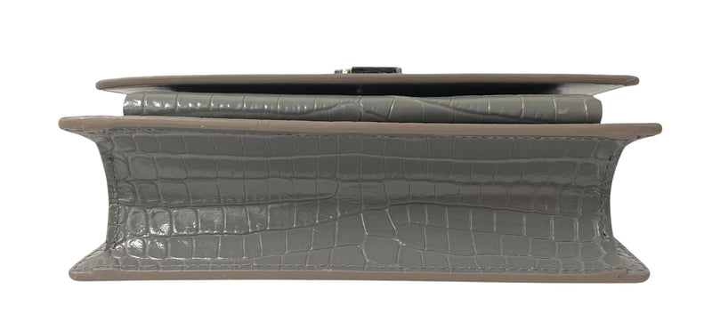 YVES SAINT LAURENT/Bag/Cotton/GRY/crocadile , silver chain