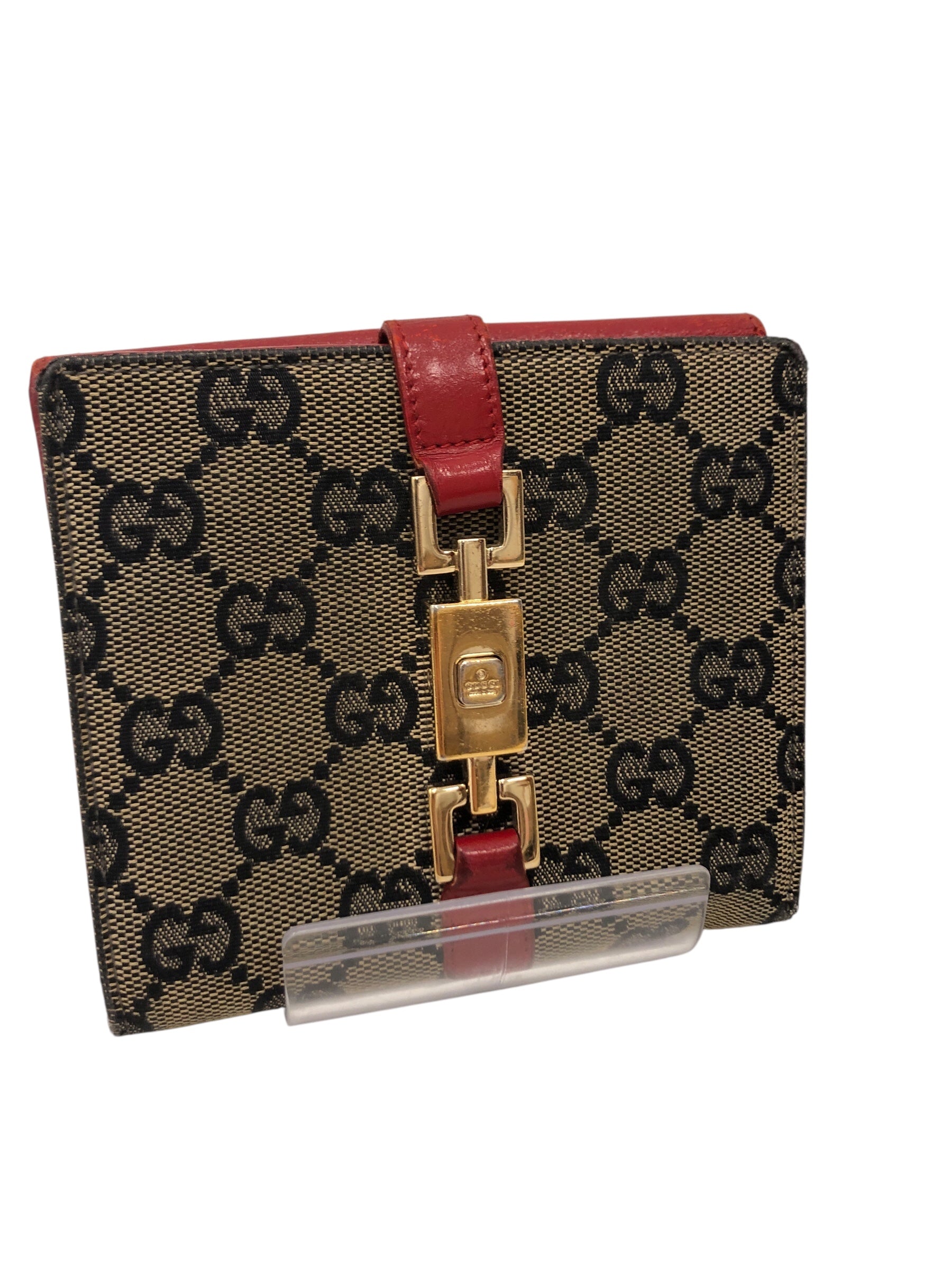GUCCI/Trifold Wallet/Monogram/Cotton/RED/L's/ view 1