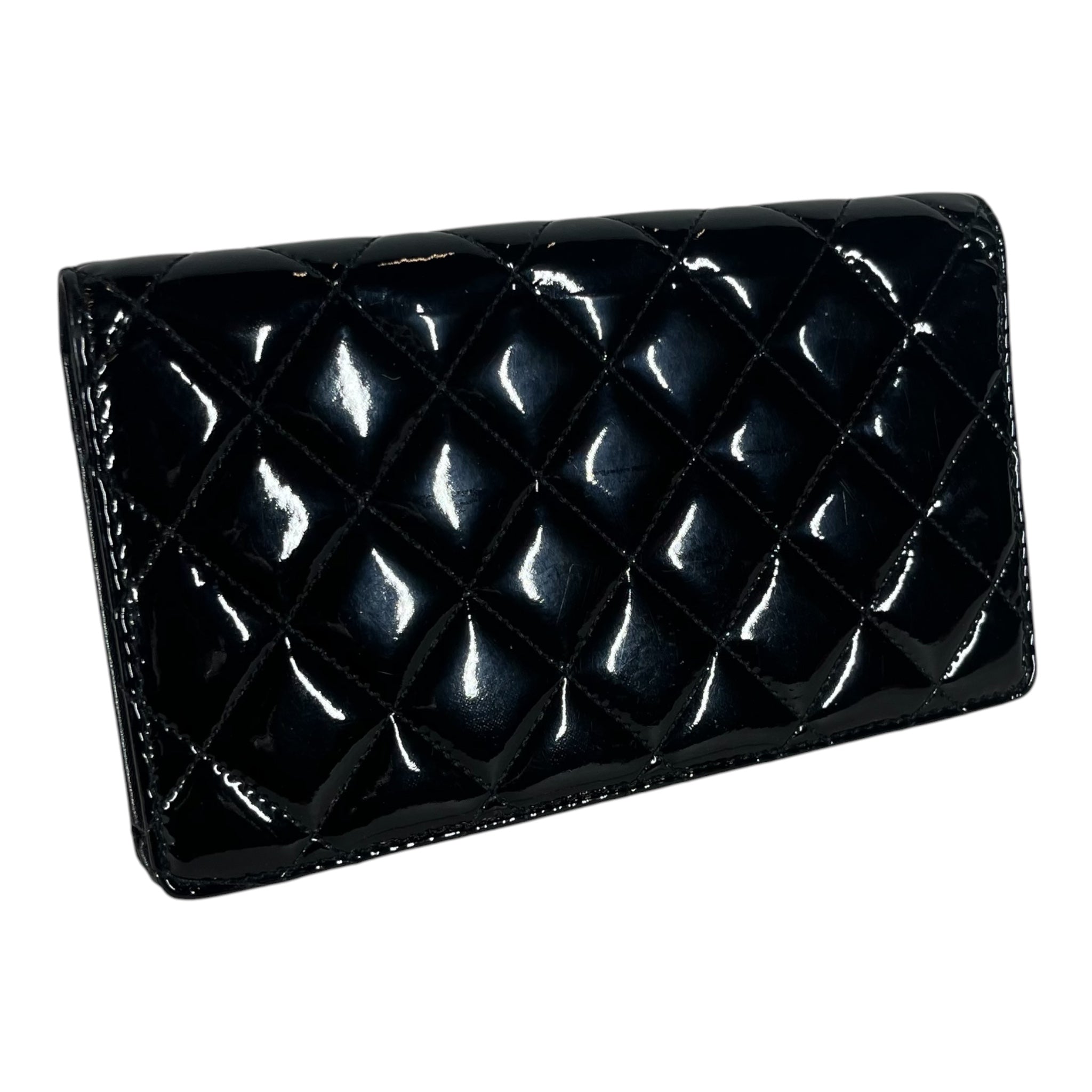 CHANEL/Long Wallet/Leather/BLK/L's/QUILTED PATENT LEATHER WALLET view 2
