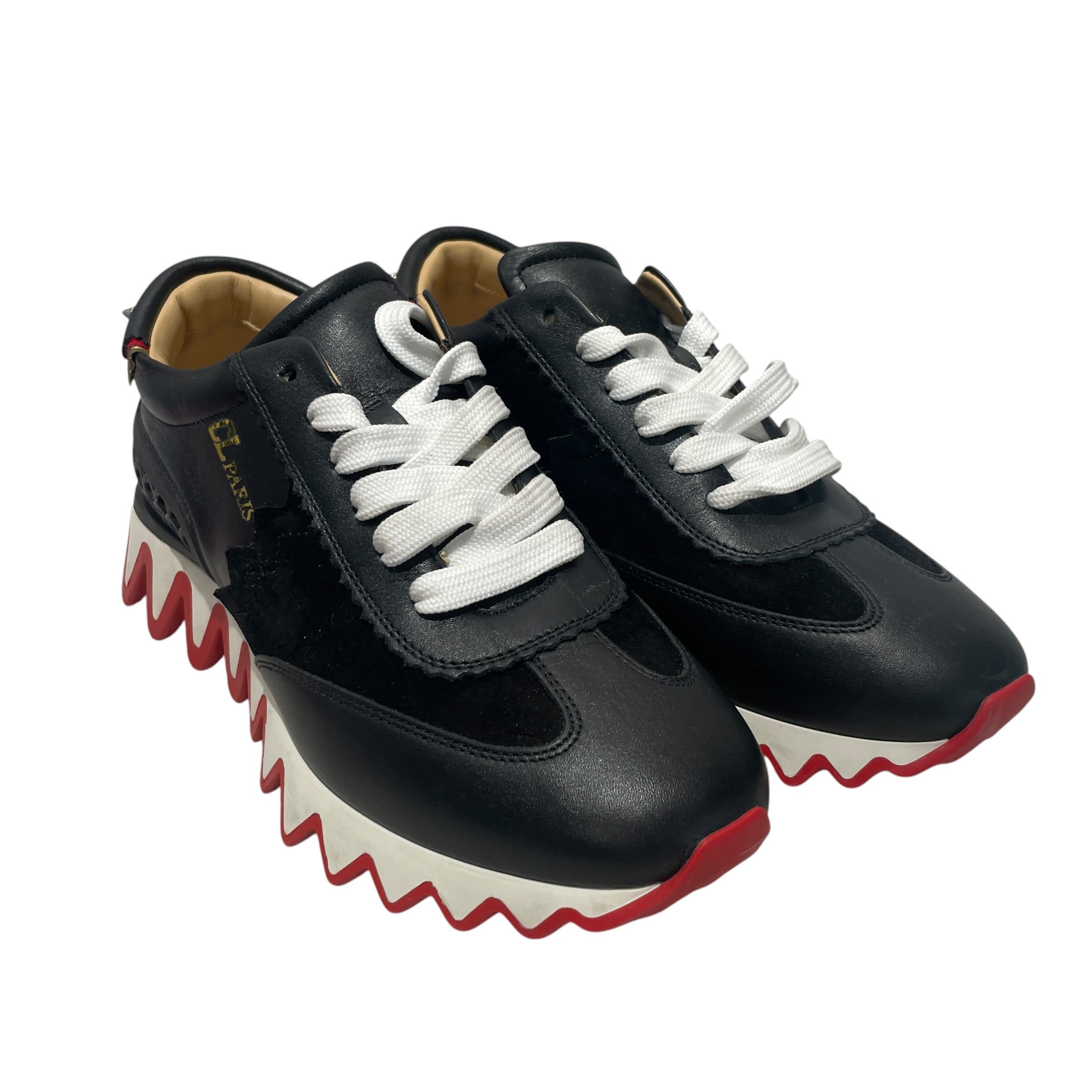 Christian Louboutin/Low-Sneakers/EU 38/Leather/BLK/LOUBISHARK view 1