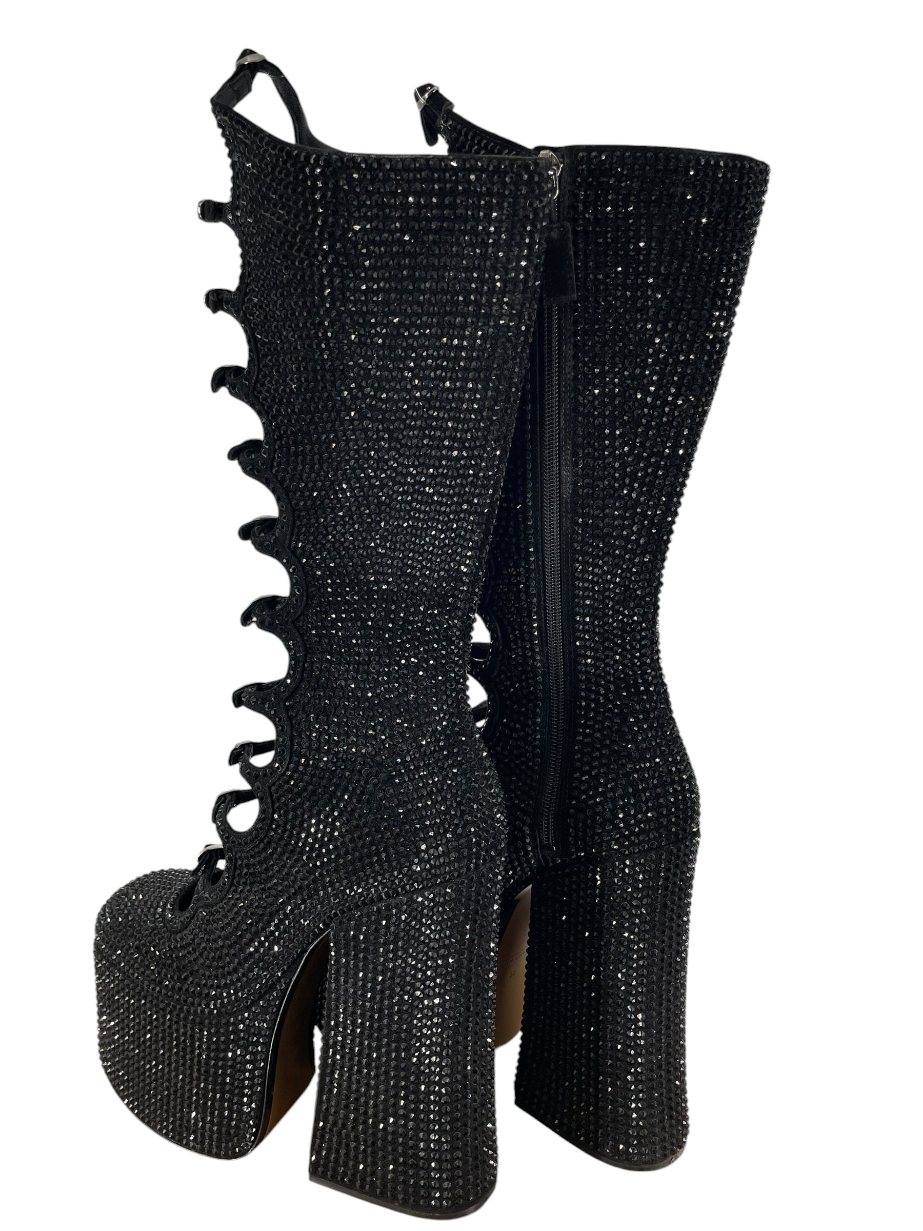 MARC JACOBS/Long Boots/US 7/Glitter/Leather/BLK/BEDAZZLED BUCKLE KIKI BOOT view 2