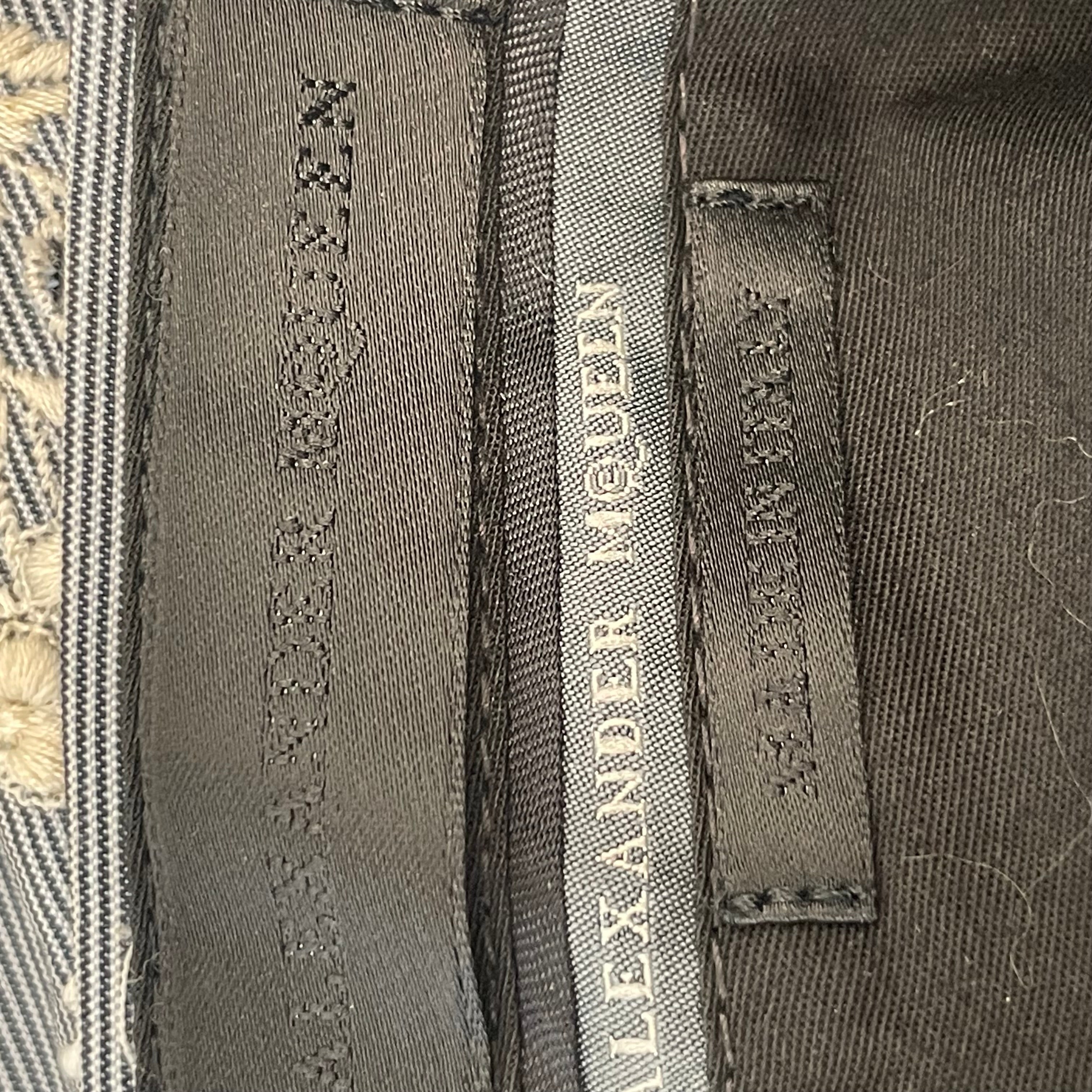 Alexander McQueen/Straight Pants/46/Cotton/NVY/Stripe/LACE FLOWERS view 4