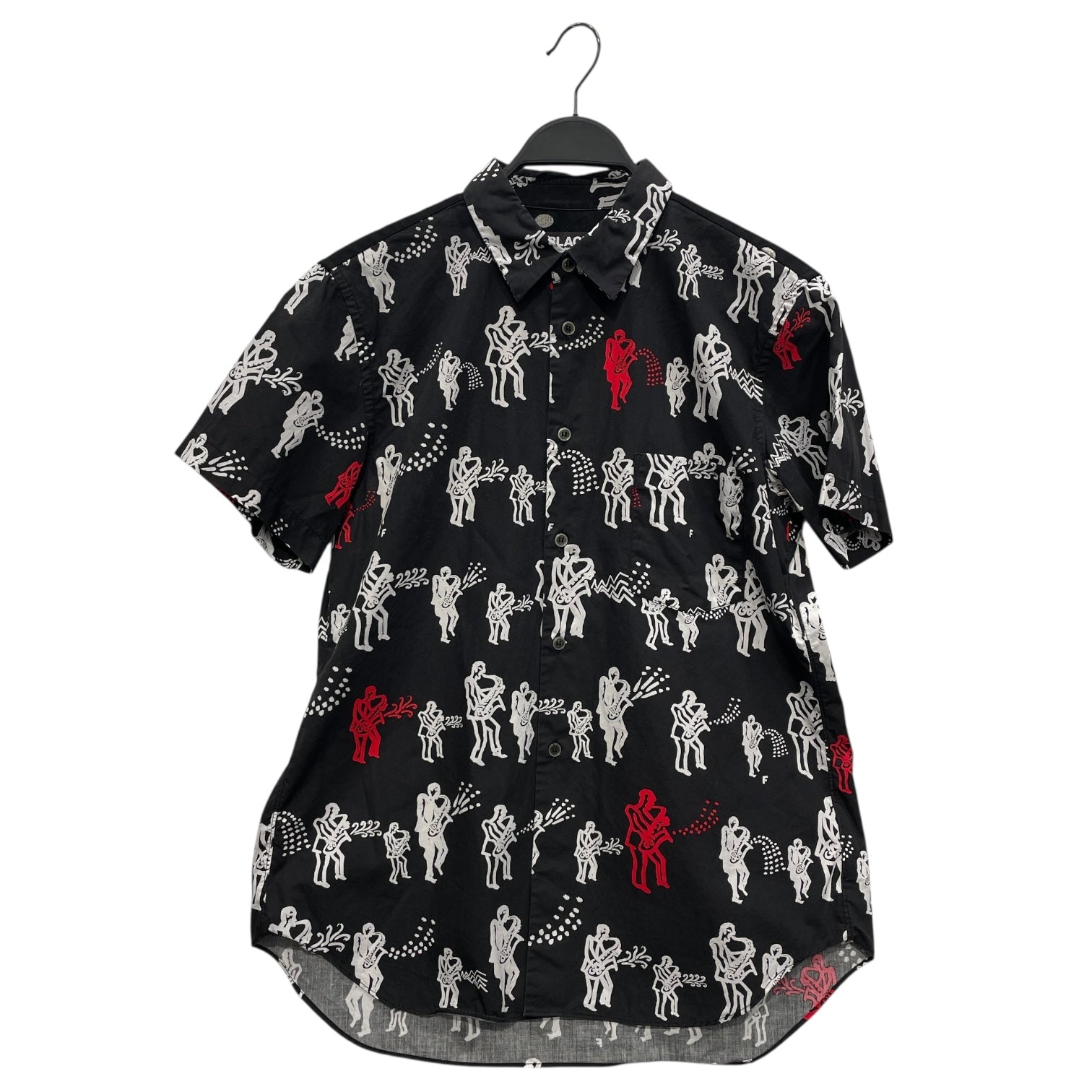BLACK COMME des GARCONS/SS Shirt/M/Cotton/BLK/All Over Print/MUSIC GRAPHIC SS BUTTON UP view 1