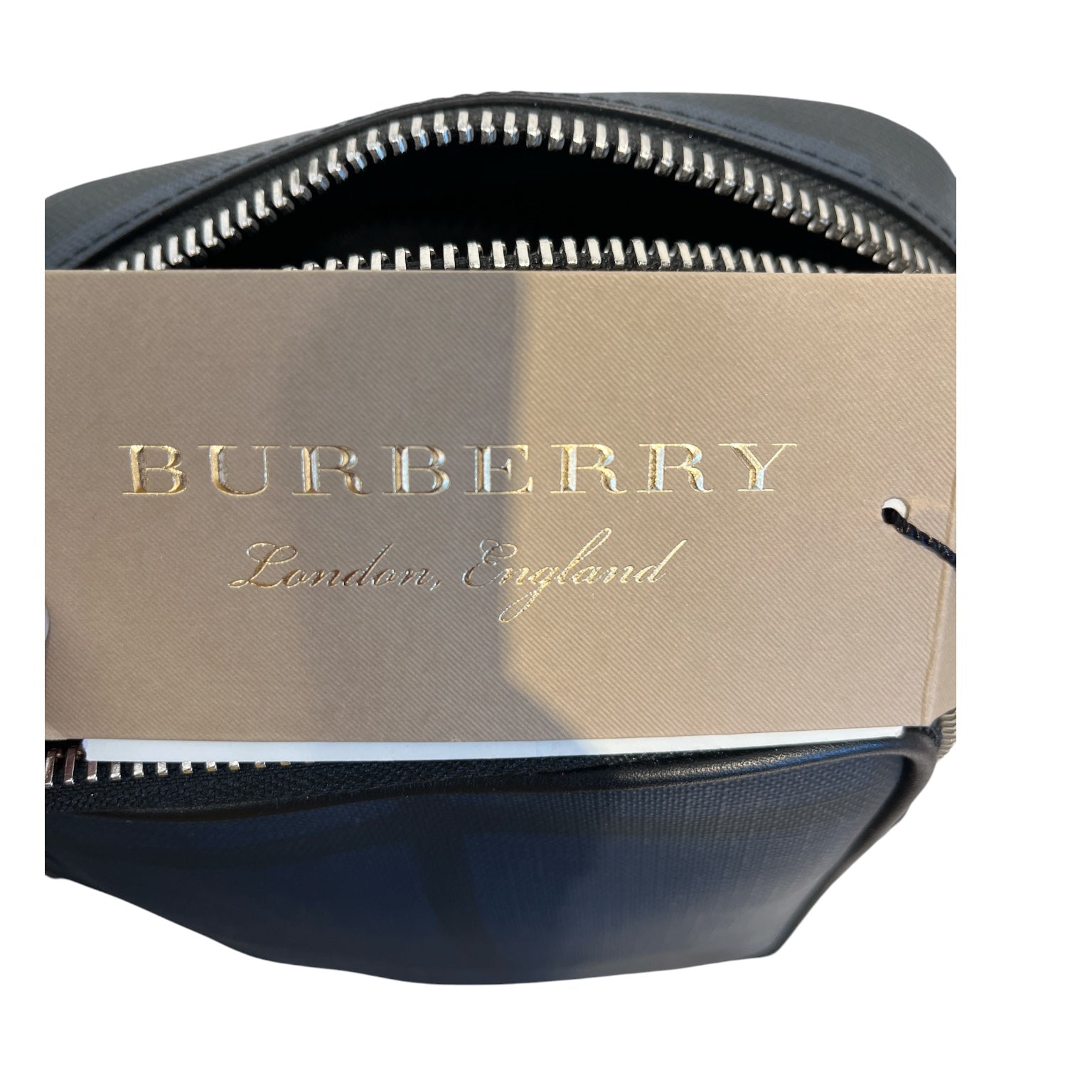BURBERRY/Cross Body Bag/Leather/BLK/black & navy view 7