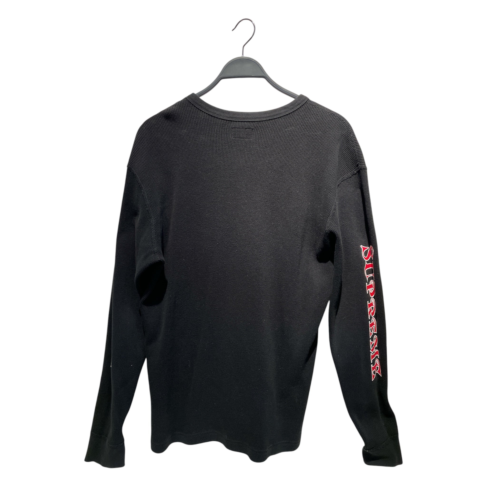 Supreme/LS T-Shirt/L/Cotton/BLK/WAFFLE THERMAL SLEEVE PRINT view 2