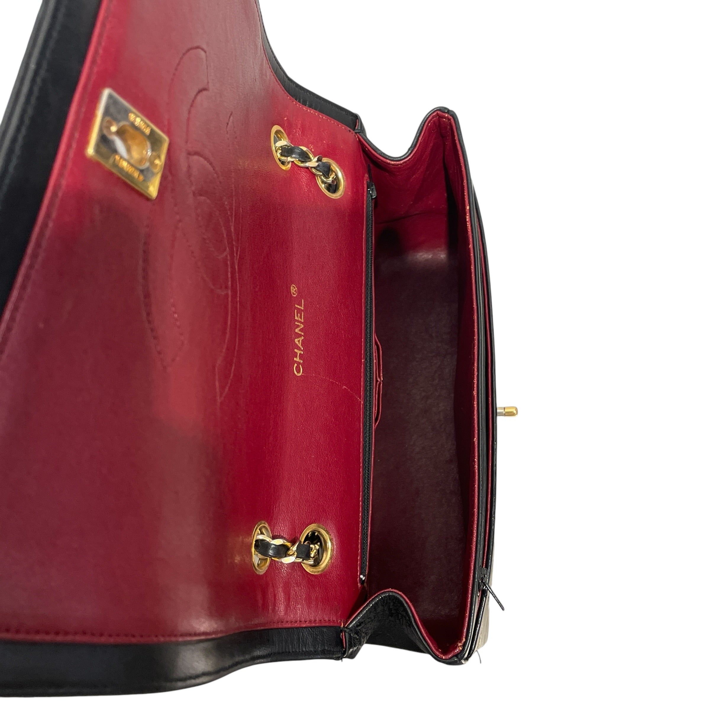 CHANEL/Bag/Leather/BLK/Quilted, Red Interior view 3