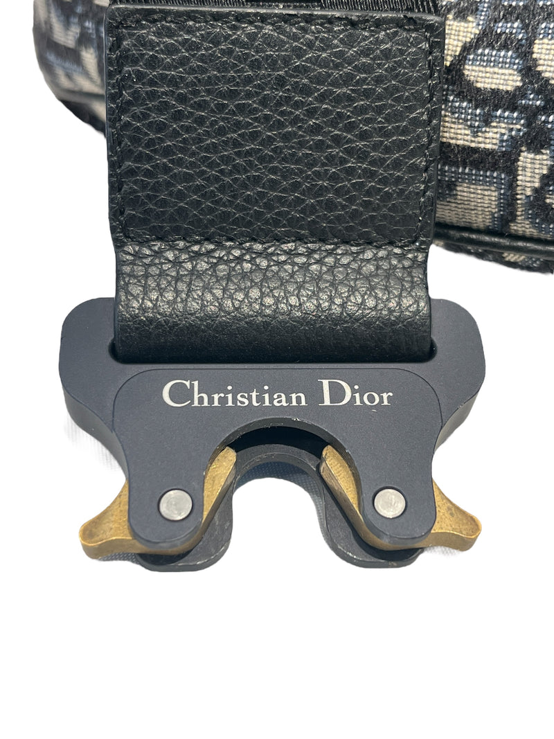 Christian Dior/Cross Body Bag/Monogram/Cotton/BLU/SADDLE BAG