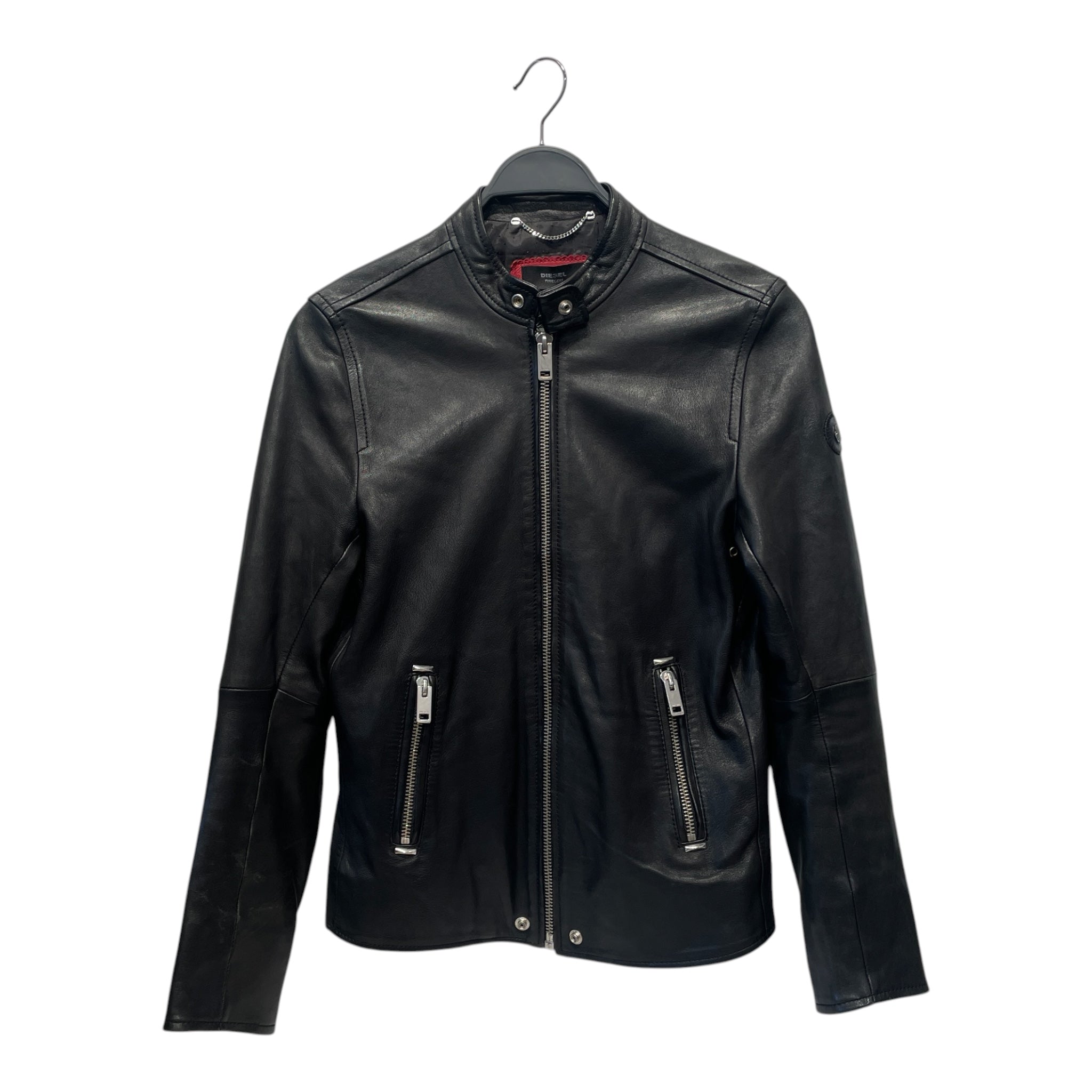 DIESEL/Leather Jkt/S/Lambskin/BLK/SMALL PATCH ON LEFT ARM view 1